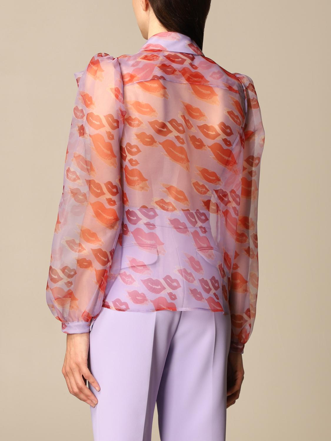 ELISABETTA FRANCHI: shirt in printed organza - Lavander | Shirt Elisabetta  Franchi CA314 GIGLIO.COM