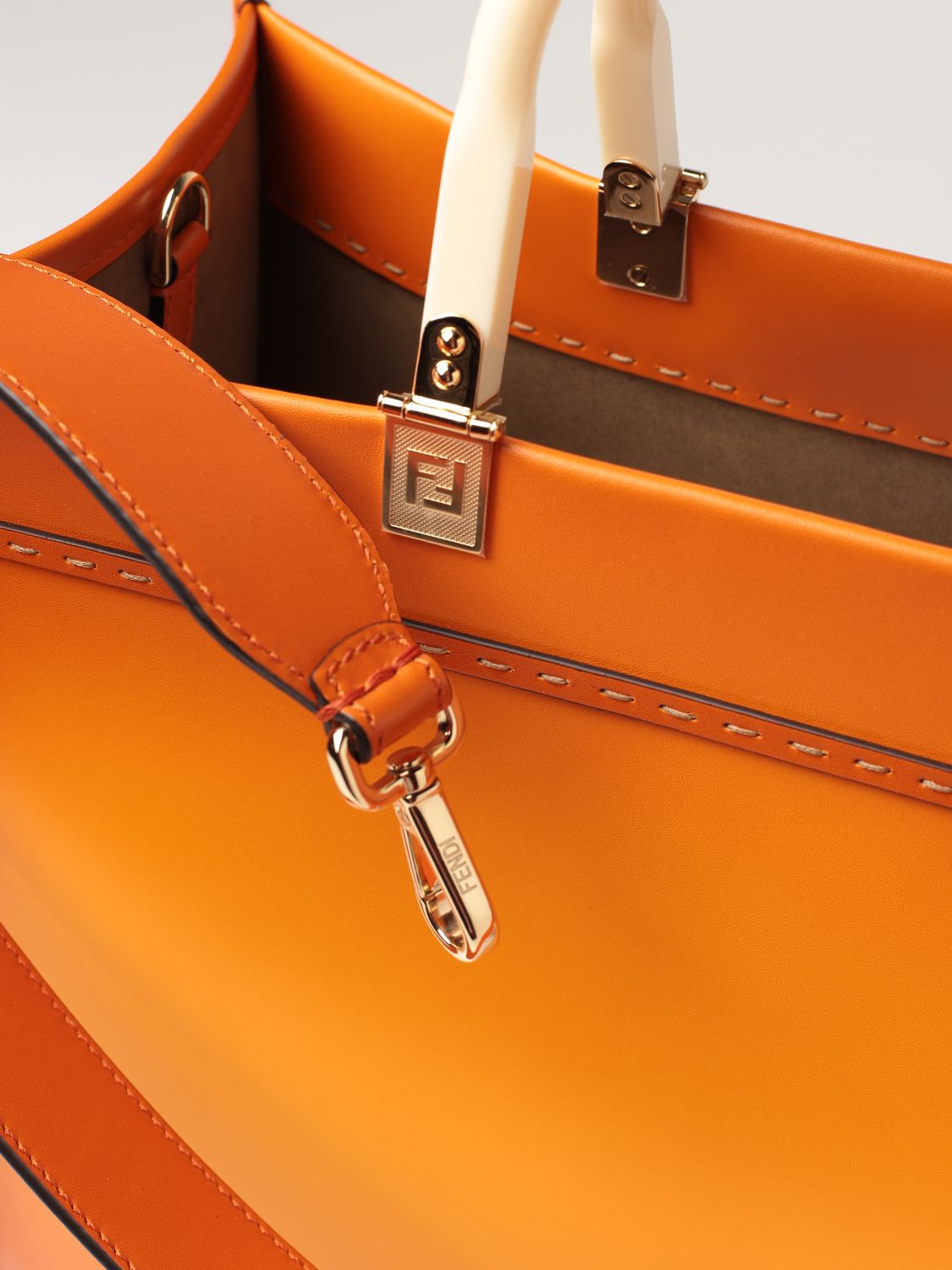 FENDI: Sunshine bag in gradient leather with big Roma logo | Handbag ...