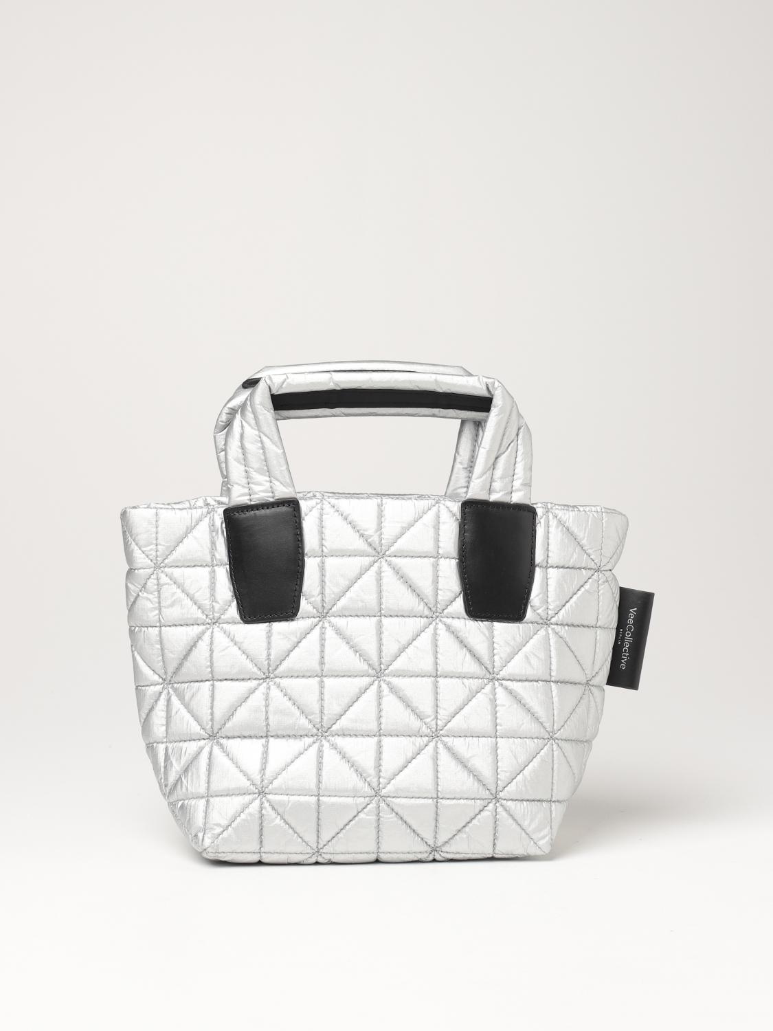 VEE COLLECTIVE BERLIN bag in quilted shiny nylon Silver Vee