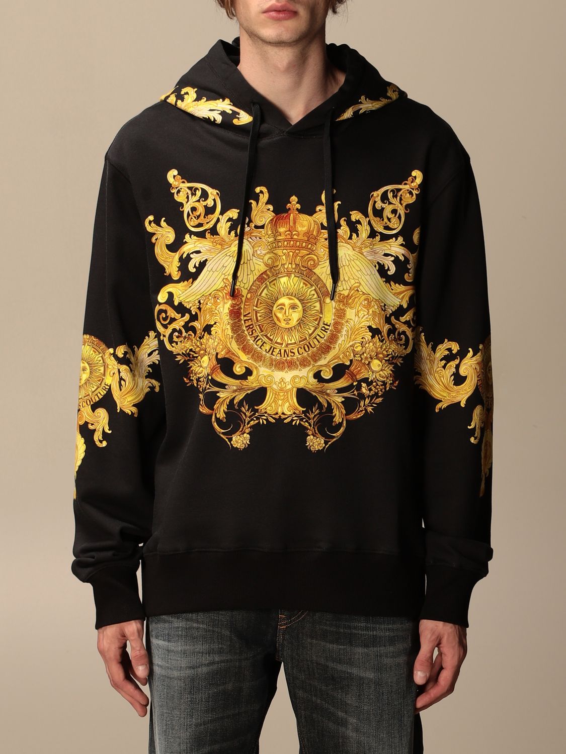 VERSACE JEANS COUTURE: hoodie - Black | Versace Jeans Couture sweatshirt B7GWA7F7S0276 at GIGLIO.COM