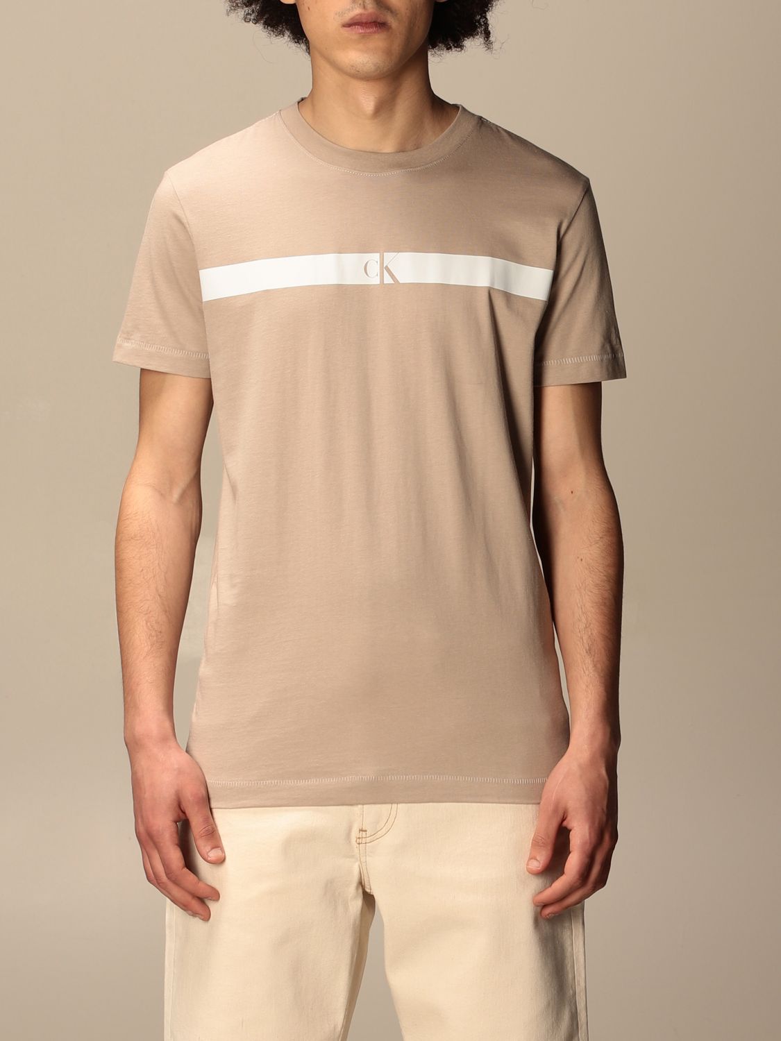 CALVIN KLEIN JEANS: T-shirt with logo - Beige | Calvin Klein Jeans t-shirt  J30J317165 online on 
