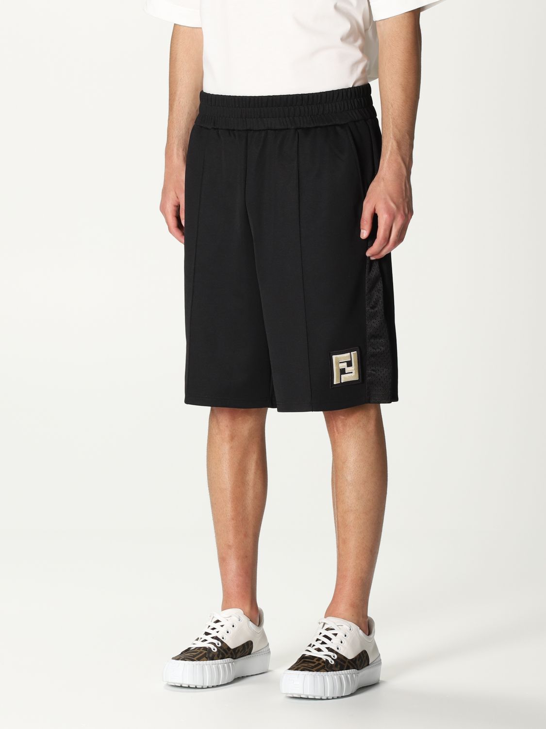 FENDI: jogging bermuda shorts with FF logo | Short Fendi Men Black ...