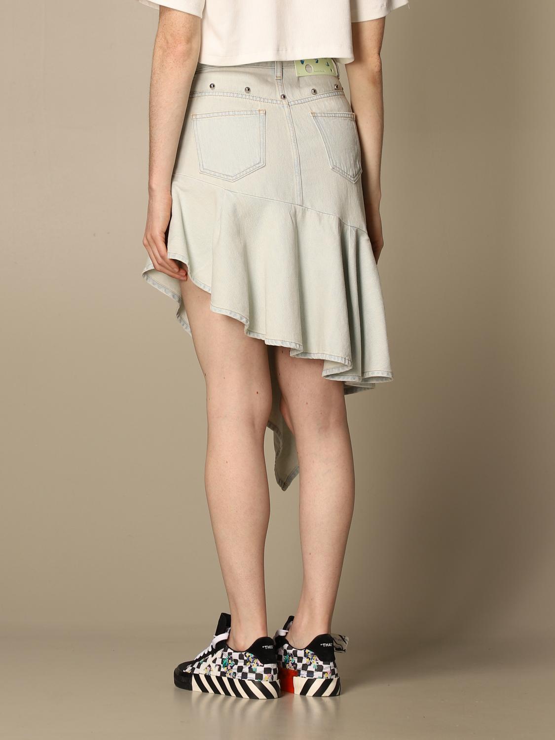 OFF-WHITE: Off White asymmetrical denim skirt - Grey | Off-White 