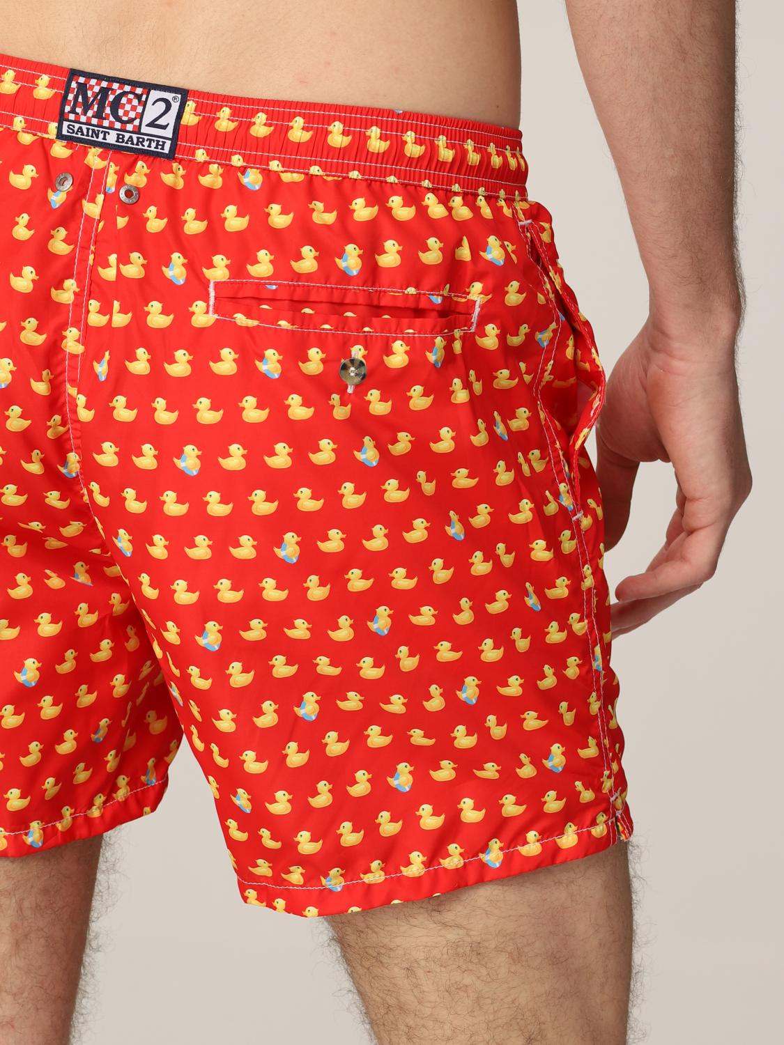 MC2 SAINT BARTH: swim shorts with duck pattern - Red | Swimsuit Mc2 ...