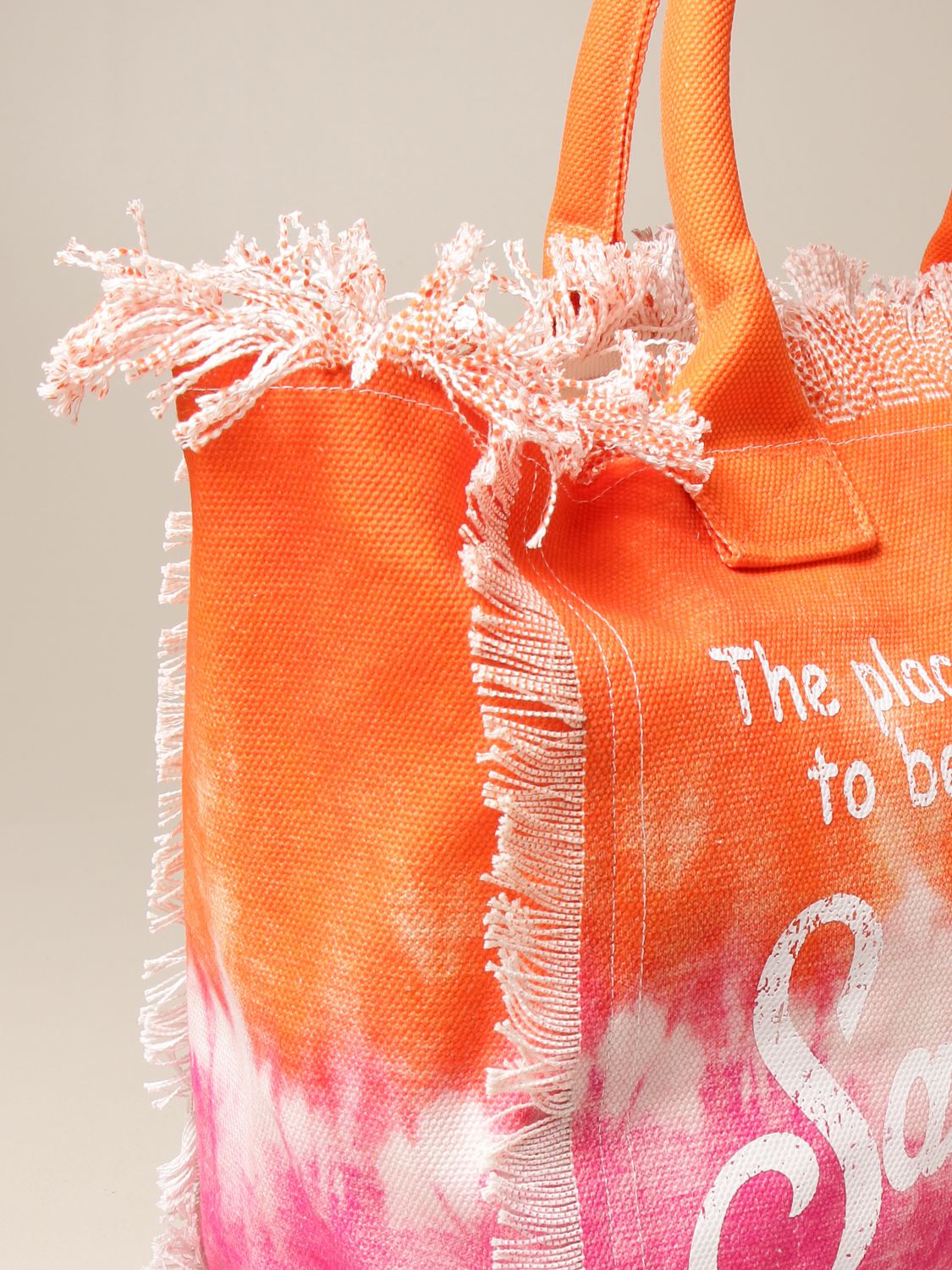 Totes bags Mc2 Saint Barth - Vanity coral orange stripe canvas