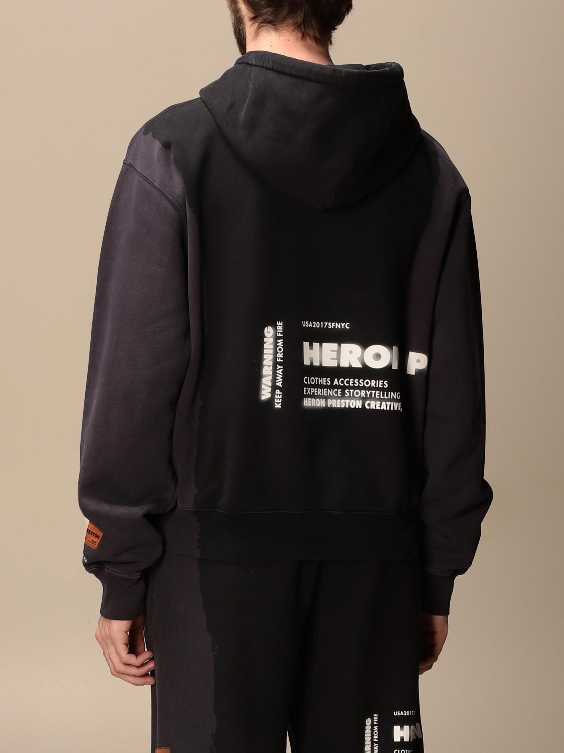 Heron Preston Outlet: Felpa con cappuccio con logo - Nero | Felpa Heron  Preston HMBB017S21JER006 GIGLIO.COM