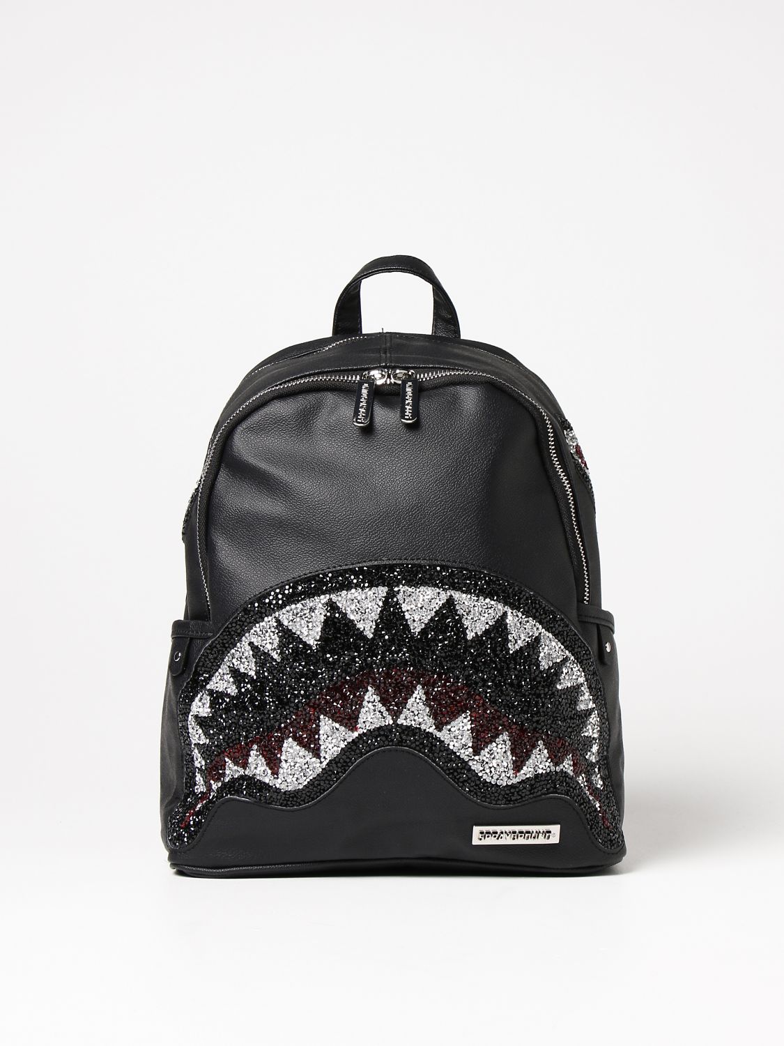 SPRAYGROUND: backpack in vegan leather with glitter shark mouth - Black ...