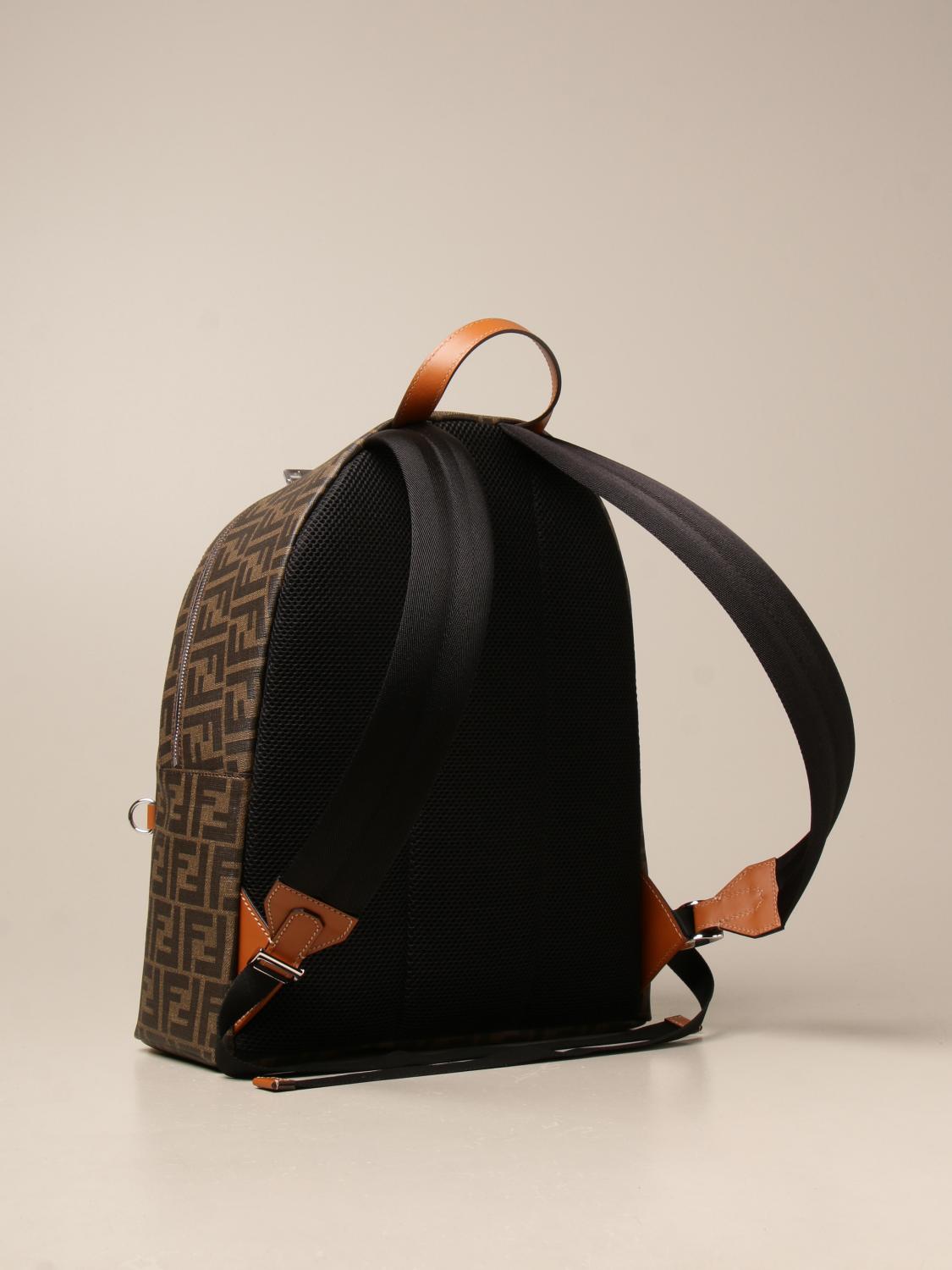 FENDI backpack in canvas with FF motif and leather Backpack Fendi