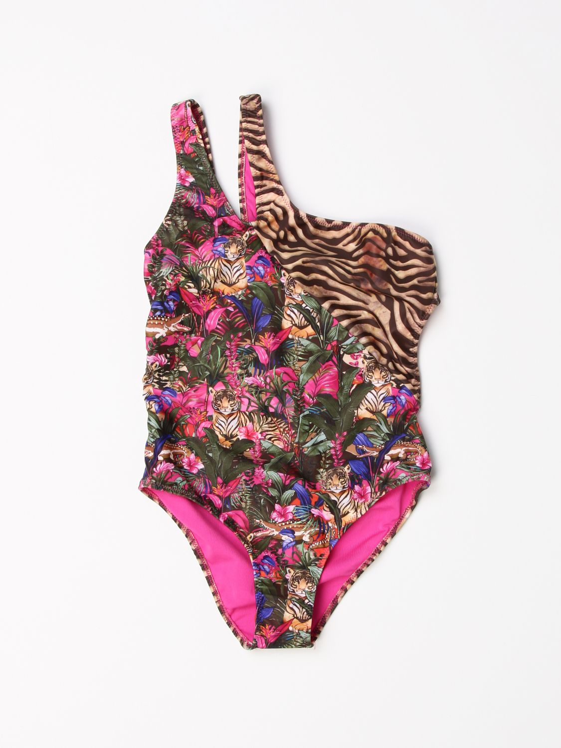 4GIVENESS: patterned one-shoulder swimsuit - Multicolor | 4Giveness ...