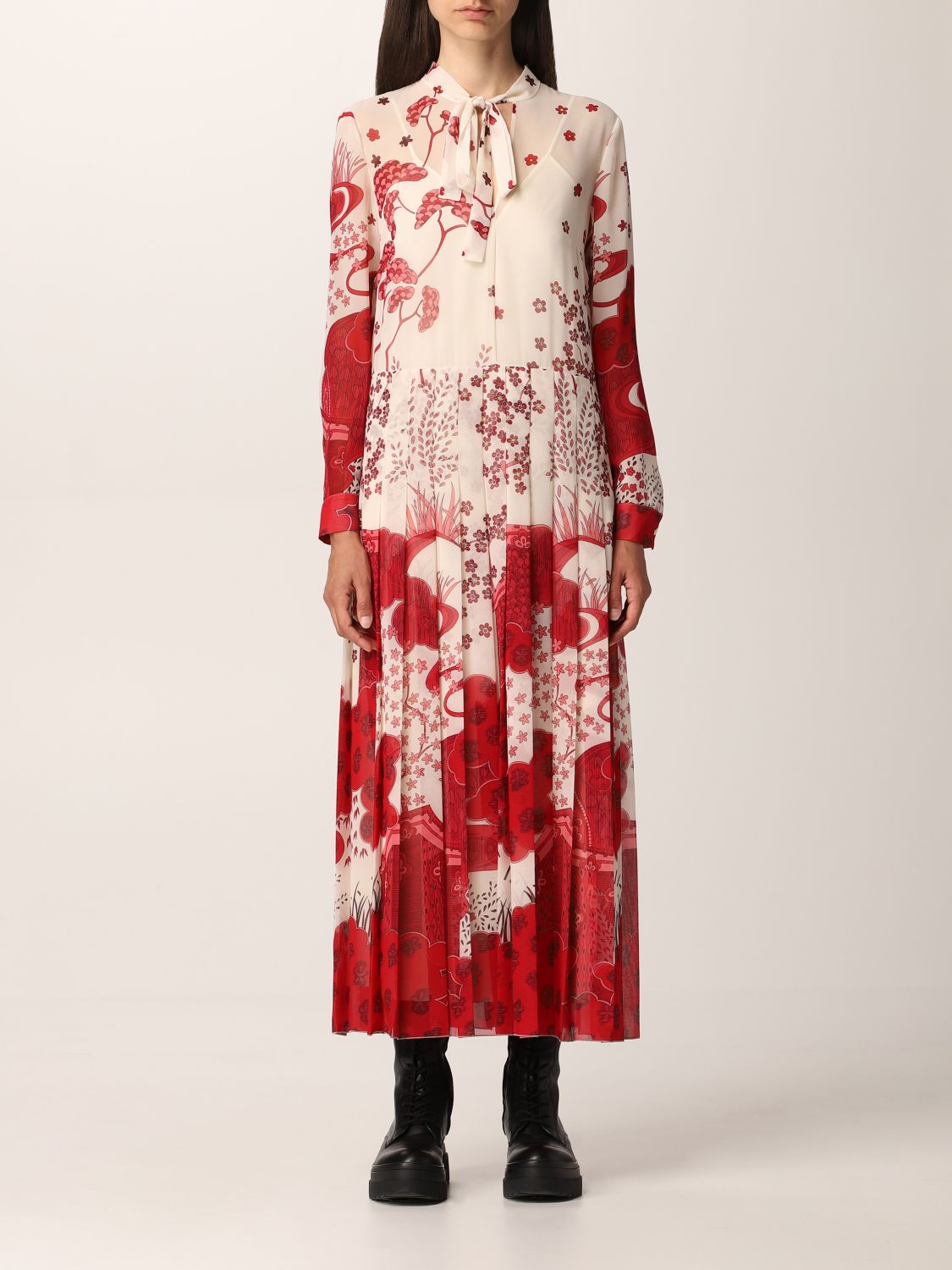 RED VALENTINO: Long printed dress - Black | Red Valentino dress VAW70 ...