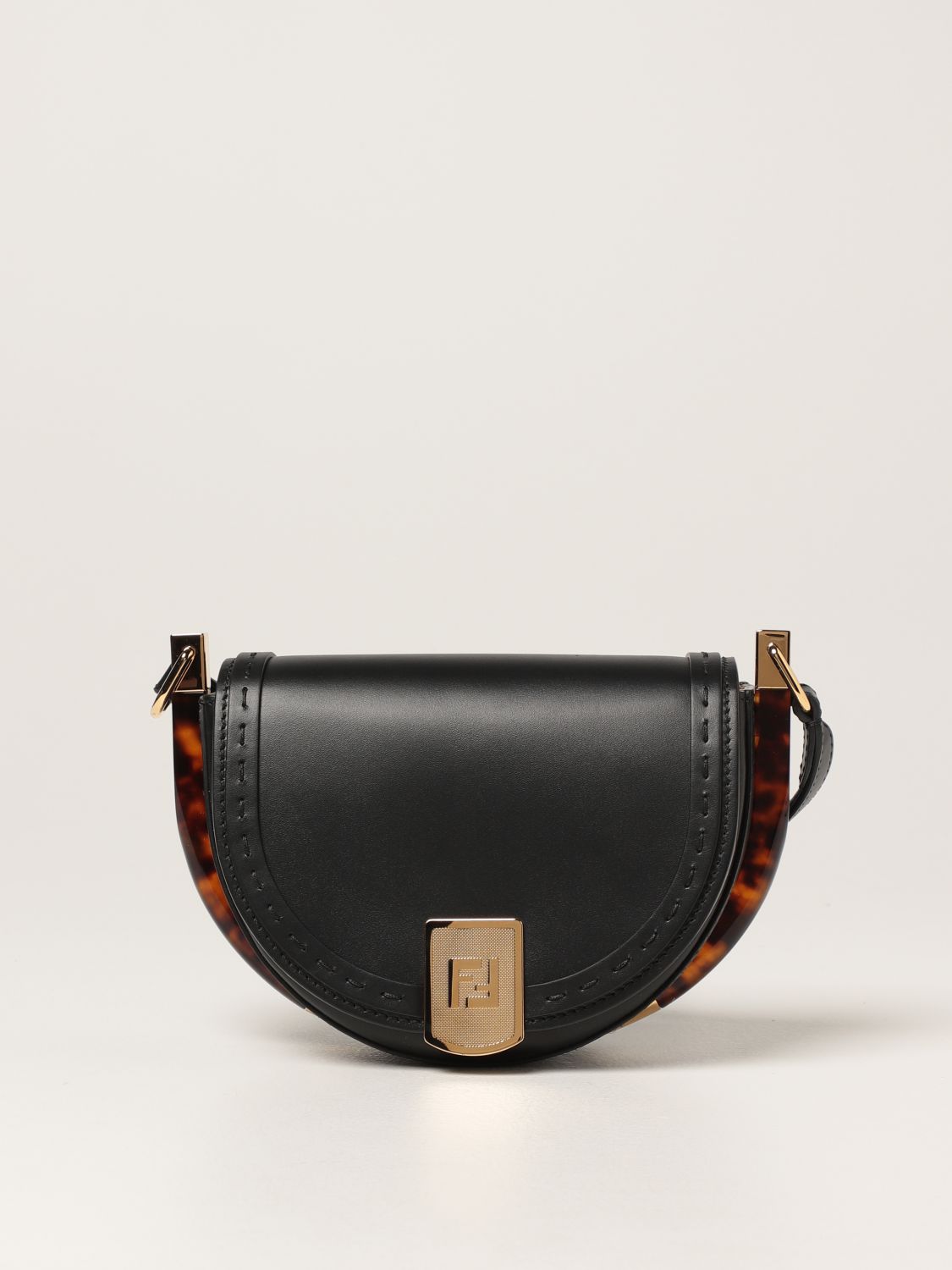 Shop Fendi Moonlight Leather Saddle Bag