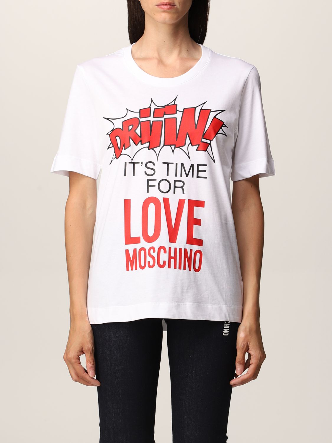 LOVE MOSCHINO: T-shirt with logo print - White | Love Moschino t-shirt
