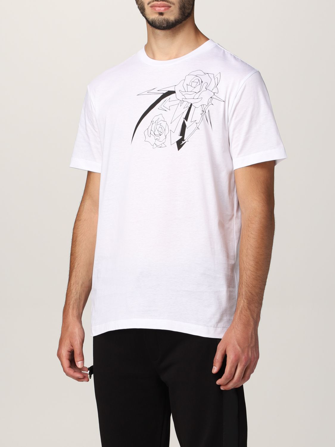 T-shirt Les Hommes: T-shirt Les Hommes in cotone con stampa bianco 4