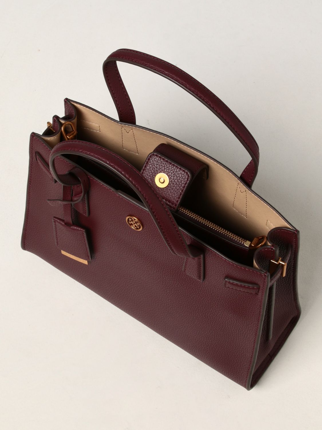 TORY BURCH: Walker handbag in grained leather - Burgundy | Tory Burch  handbag 73625 online on 