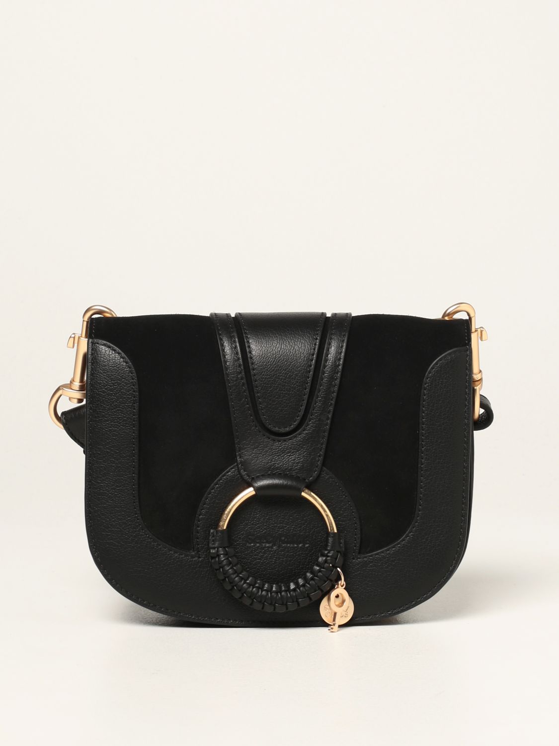 SEE BY CHLOÉ: Hana bag in grained leather and suede - Black | Crossbody ...