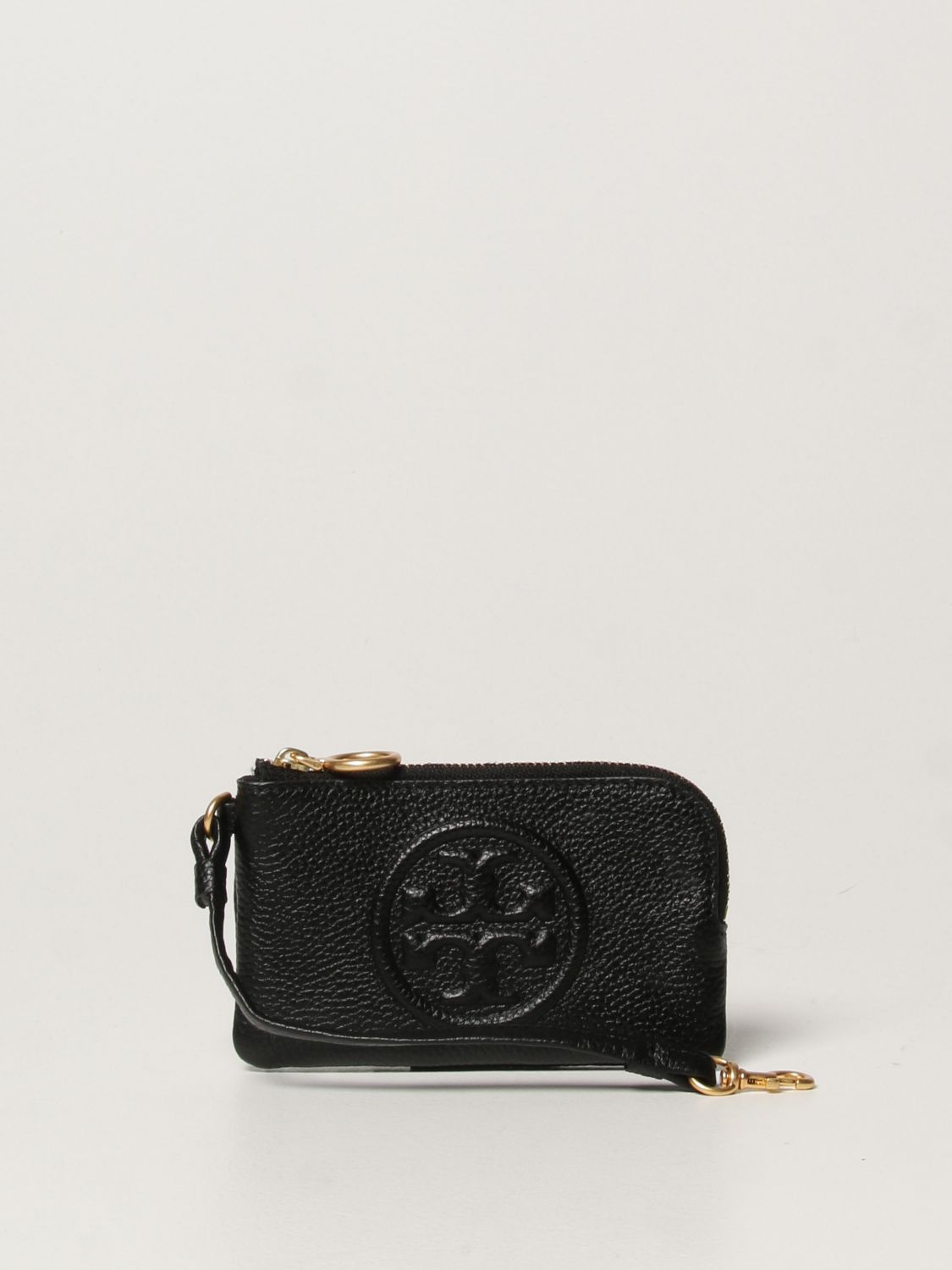 TORY BURCH: Perry Bombé card holder in grained leather - Black | Tory Burch  wallet 73531 online on 