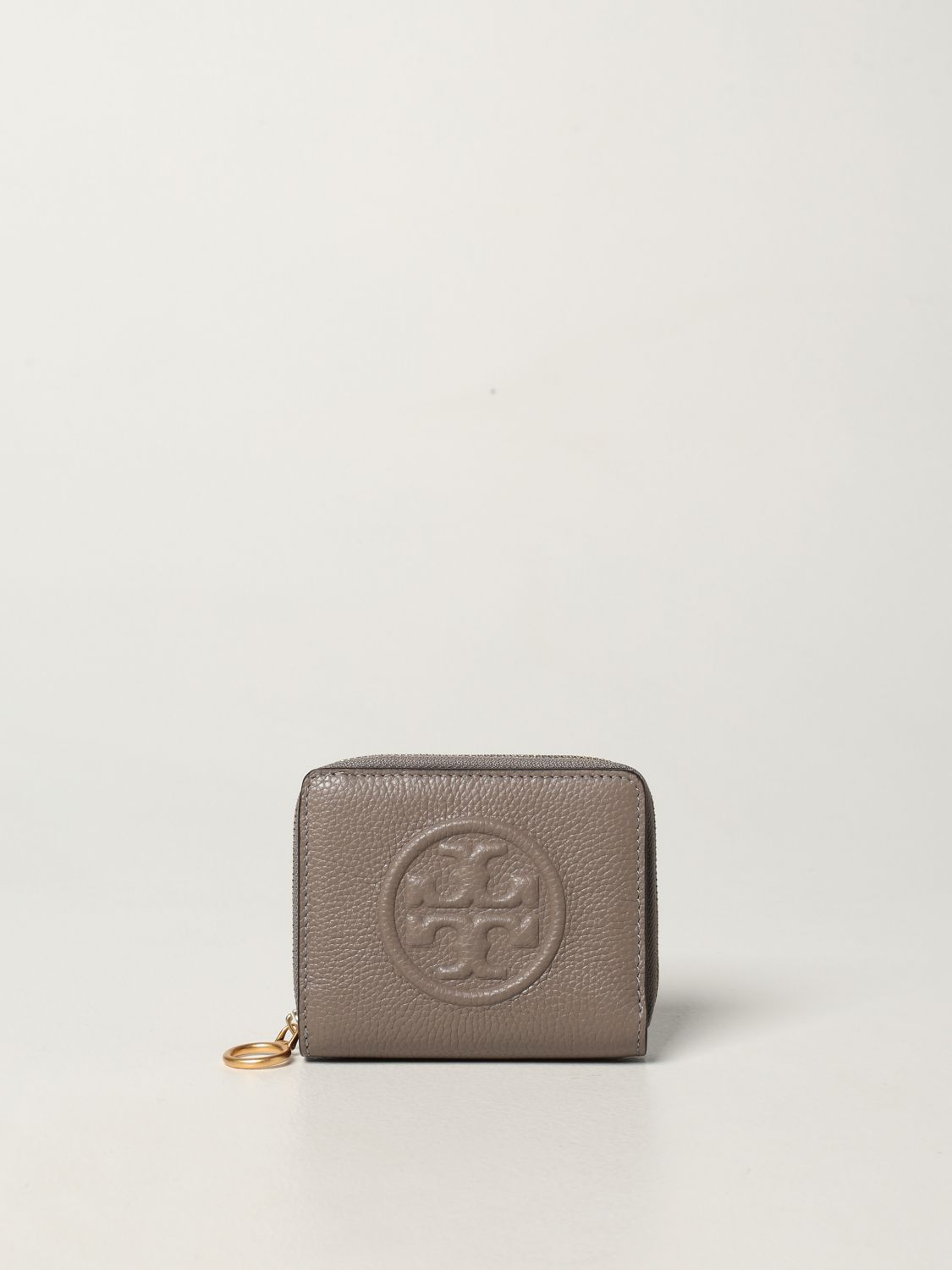 TORY BURCH: wallet in textured leather - Grey | Tory Burch wallet 74845  online on 