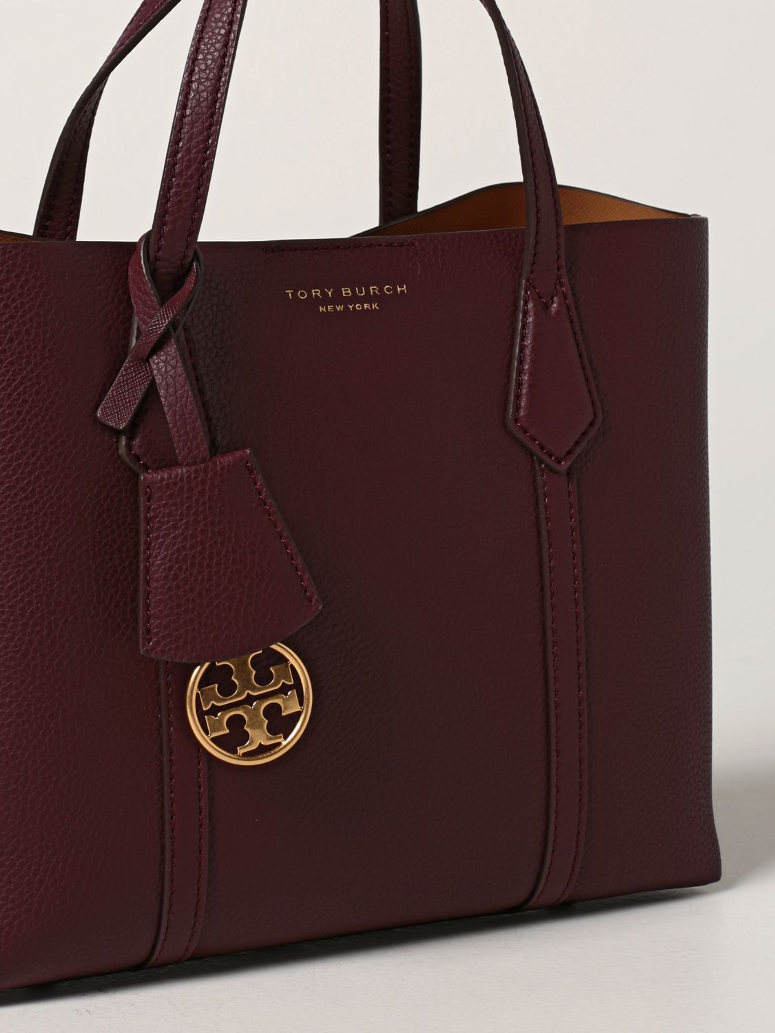 TORY BURCH: Perry bag in textured leather - Burgundy | Tory Burch handbag  81928 online on 