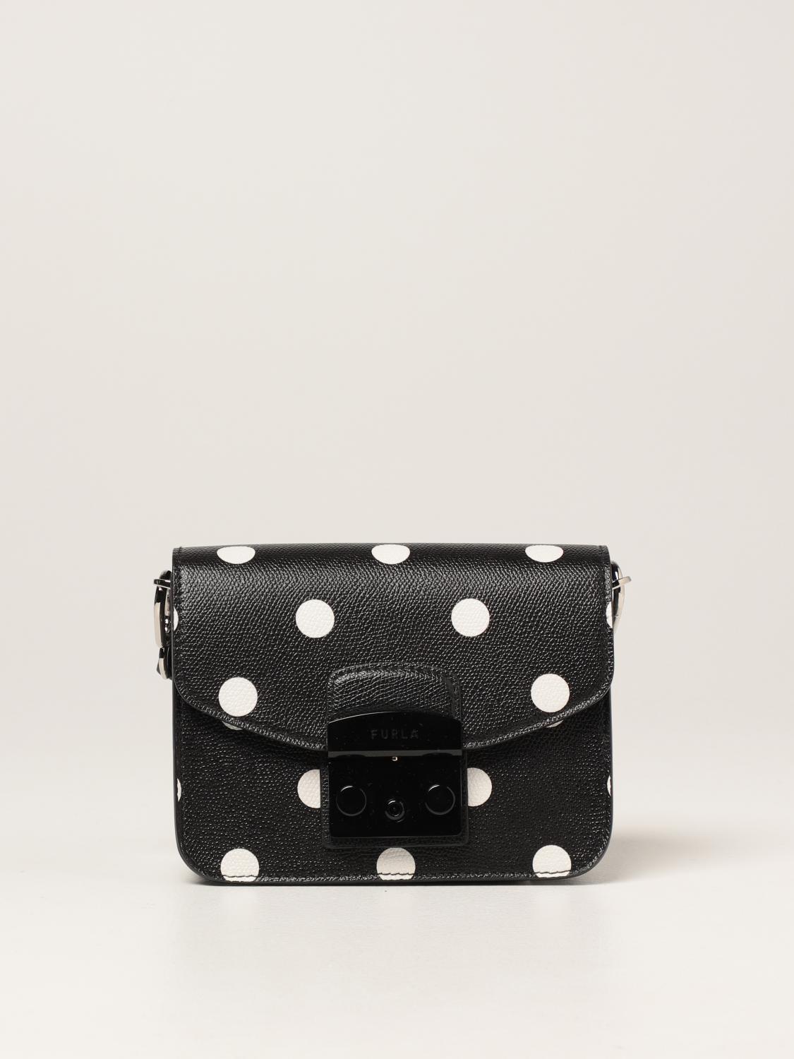 FURLA Metropolis bag in polka dot leather Mini Bag Furla Women Black