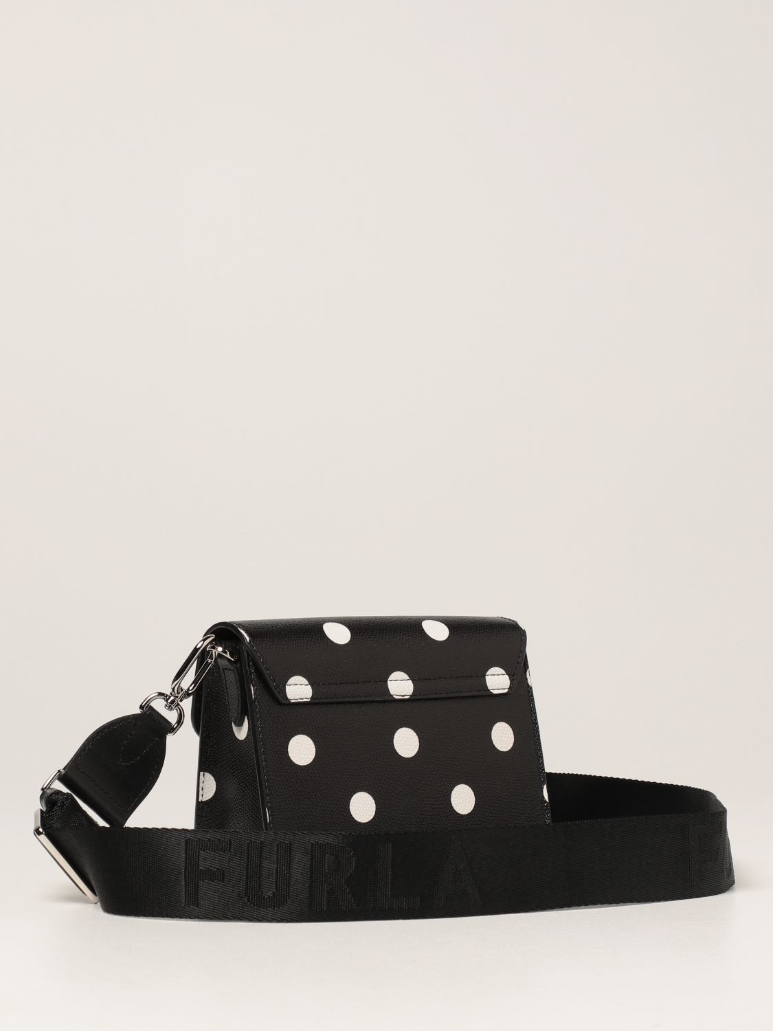 FURLA: Metropolis bag in polka dot leather - Black  Furla mini bag  WB00217AX0766 online at
