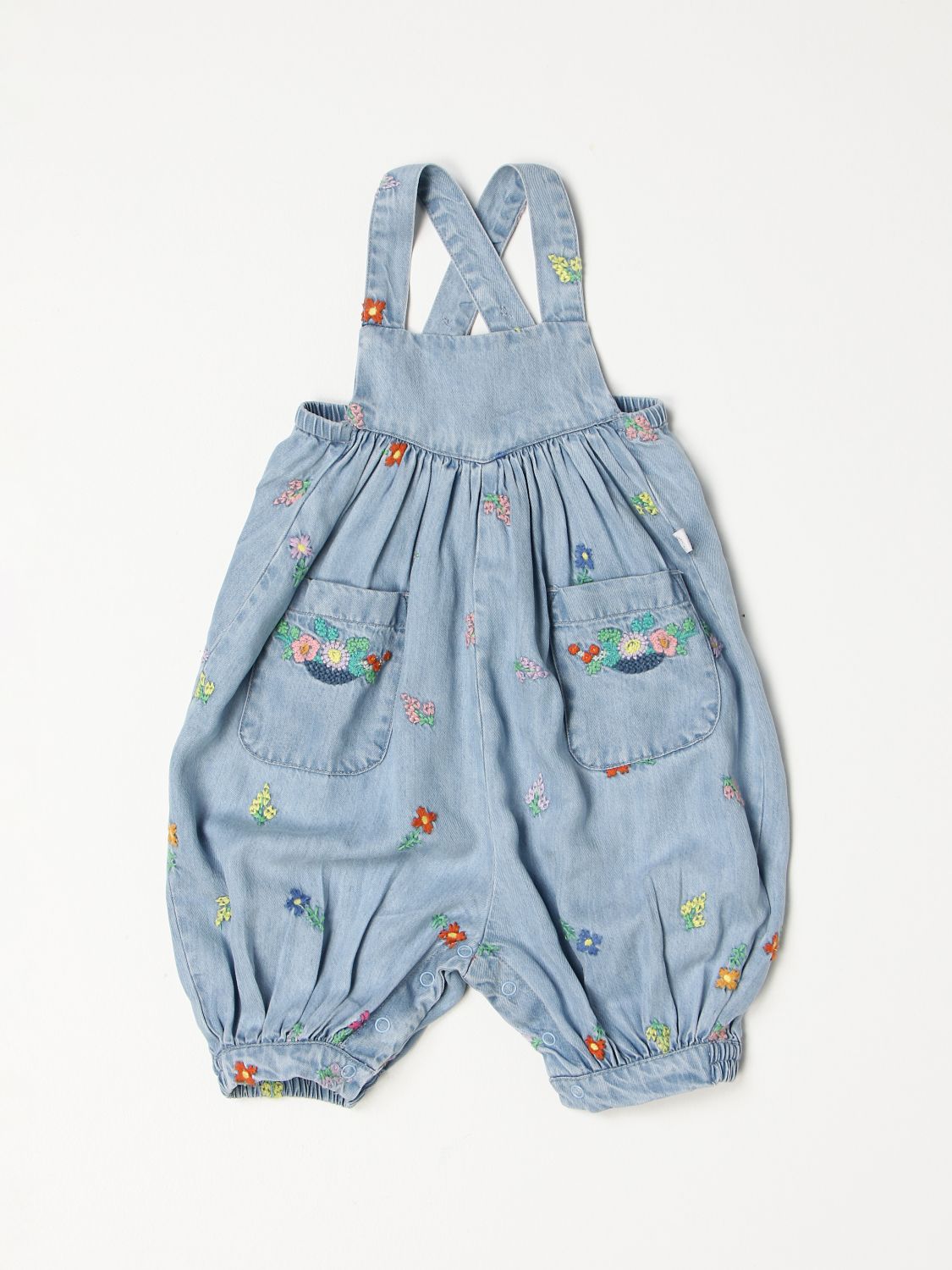 Tracksuits Stella Mccartney: Stella McCartney denim dungarees with floral embroidery multicolor 1
