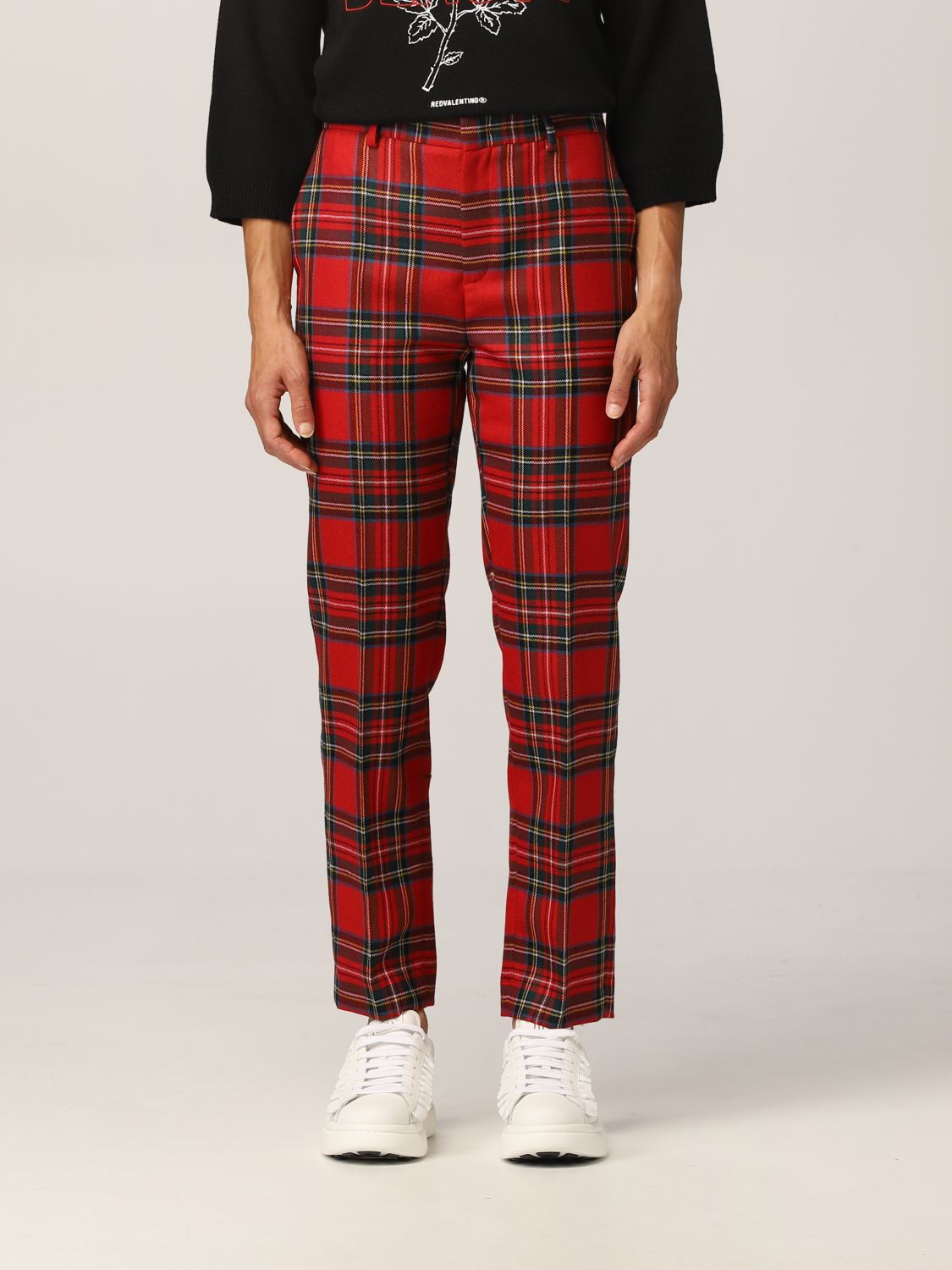 RED VALENTINO: pants in tartan wool | Pants Red Valentino Women Red