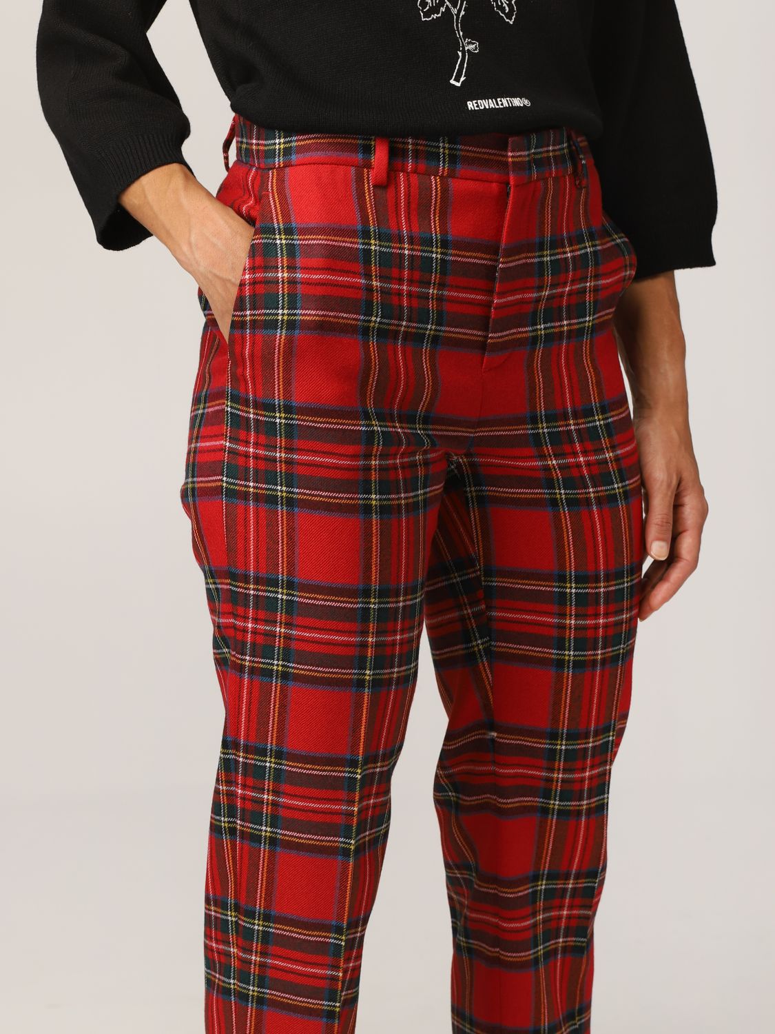 RED VALENTINO: pants in tartan wool | Pants Red Valentino Women Red ...