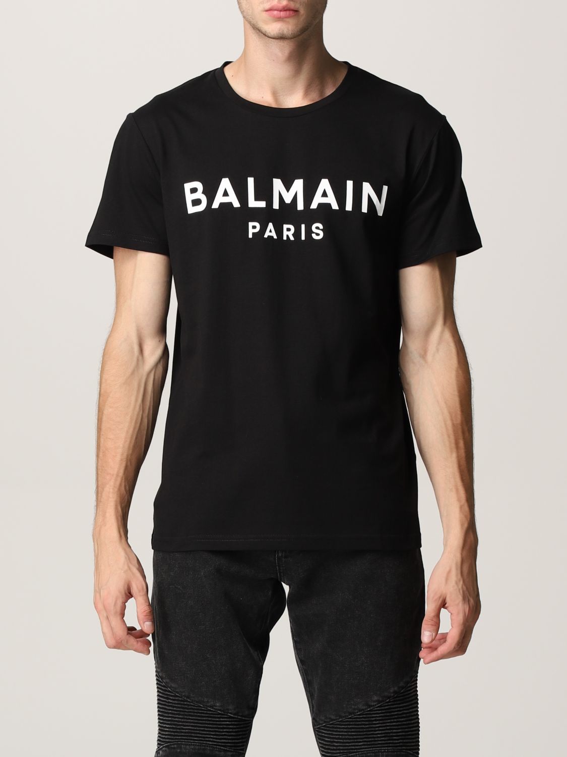 BALMAIN: cotton t-shirt with logo - Black | Balmain t-shirt ...