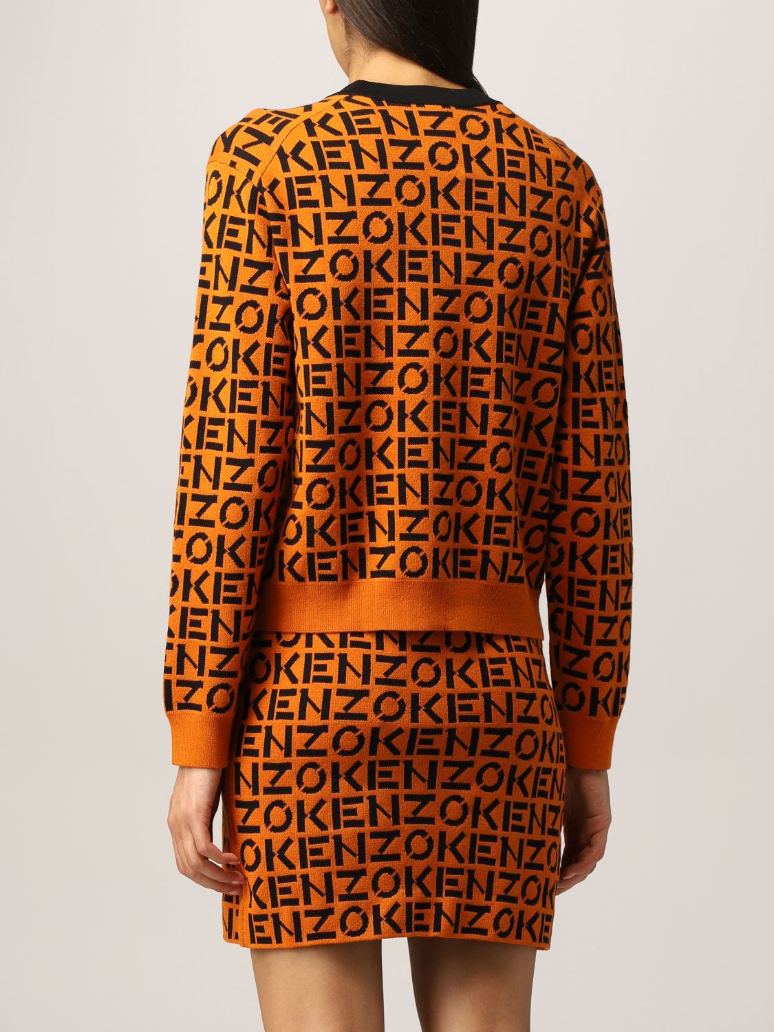 KENZO: knit sweatshirt with all over logo | Sweater Kenzo Women Orange | Sweater  Kenzo FB62PU6363SC GIGLIO.COM