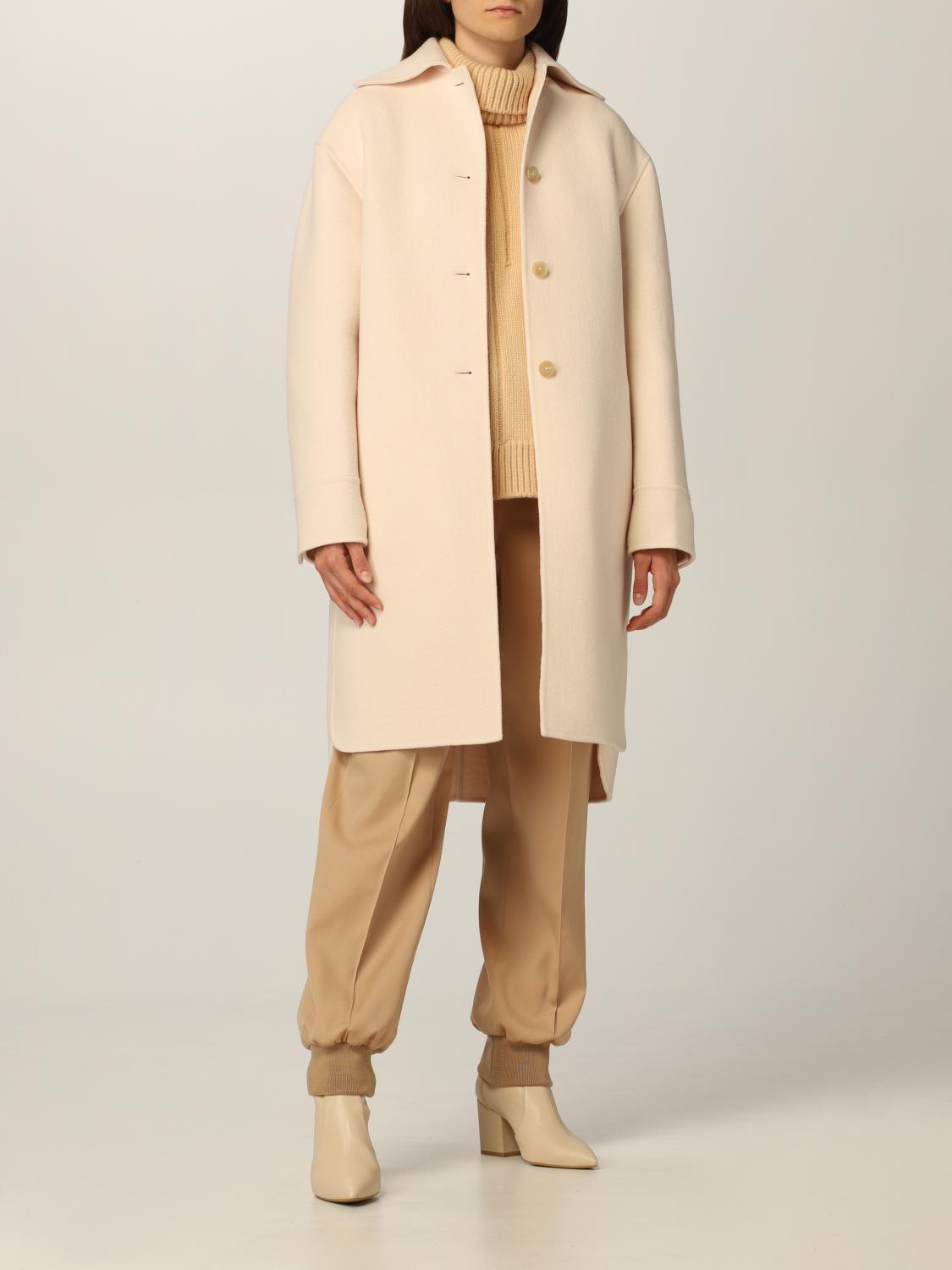 JIL SANDER: single-breasted coat in virgin wool - Peony | Jil