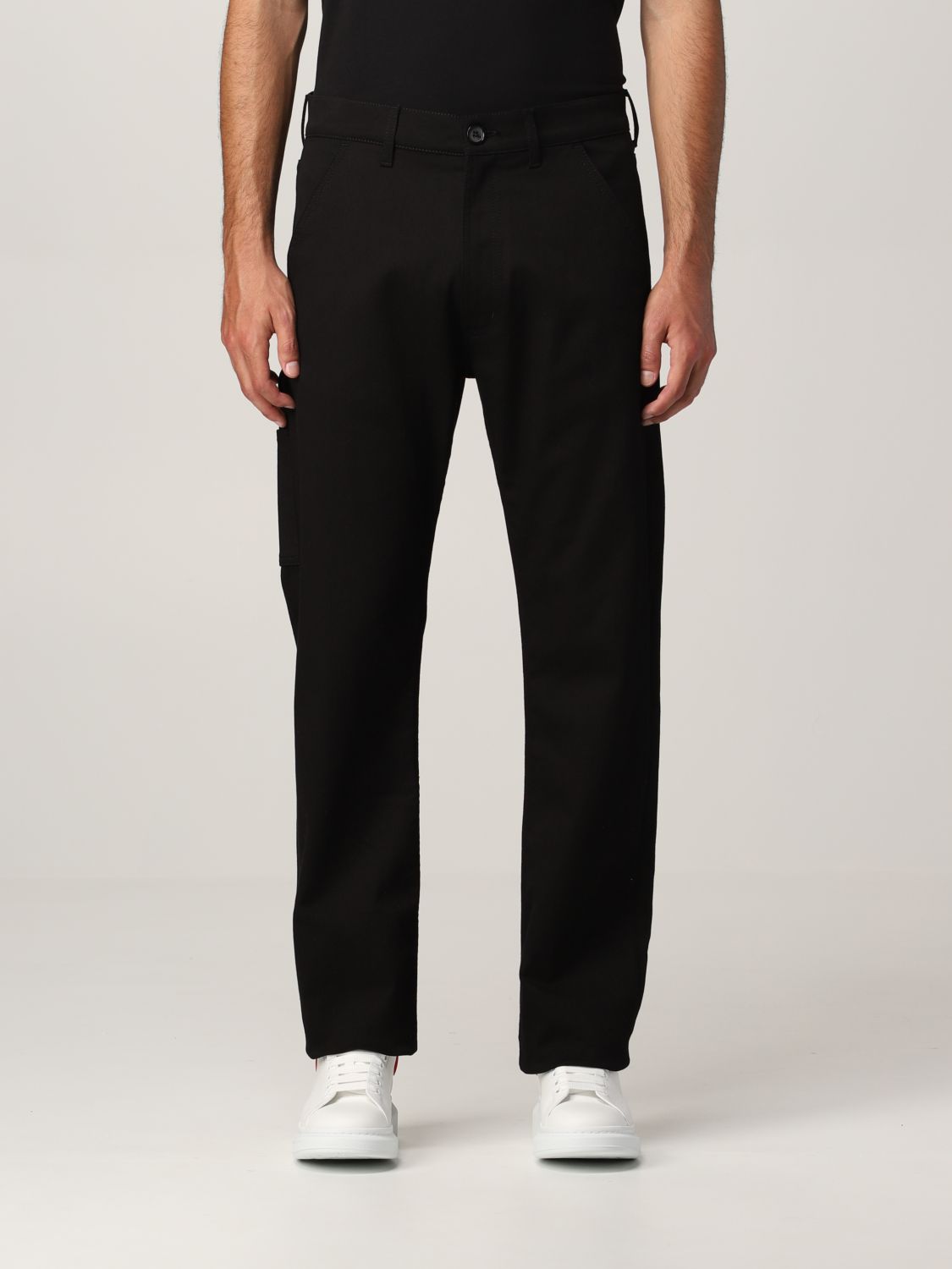 ALEXANDER MCQUEEN: jeans with embroidered logo - Black | Alexander ...
