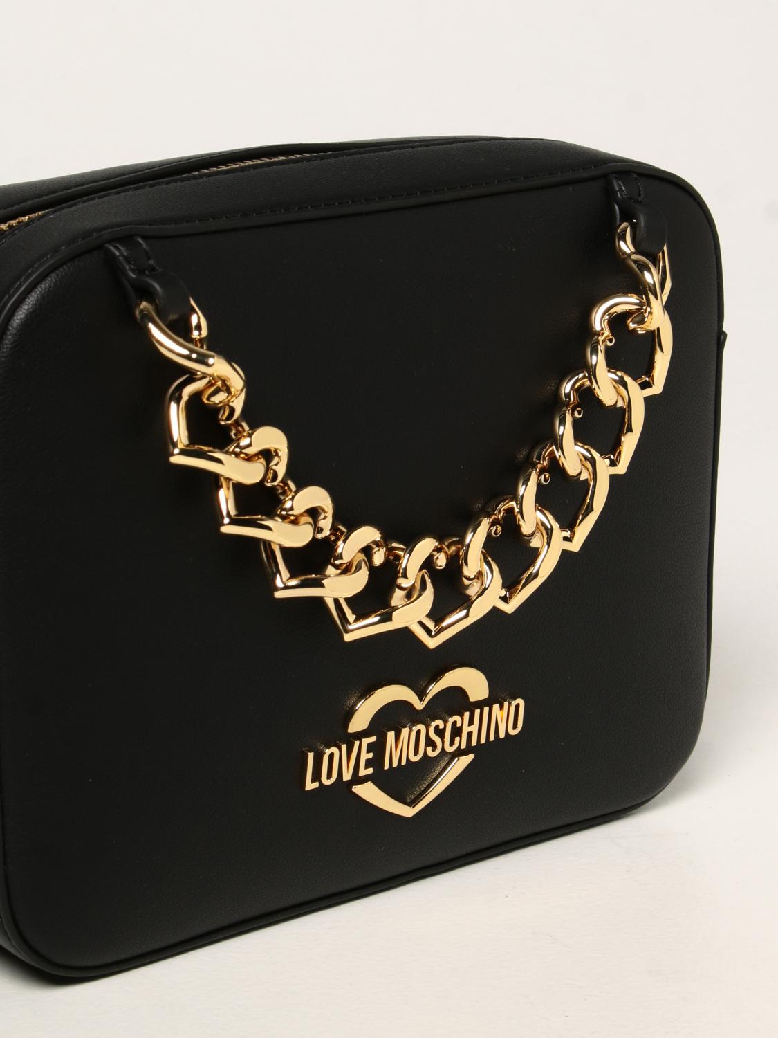 LOVE MOSCHINO bag in synthetic leather with chain Black Crossbody