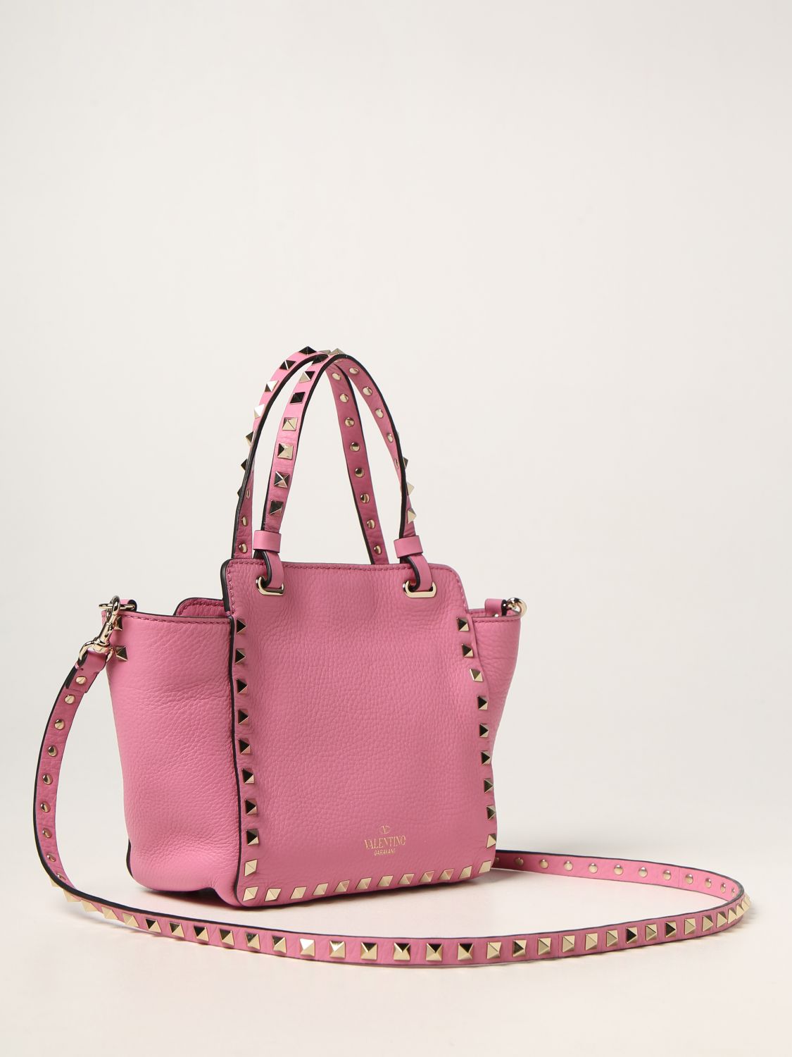 VALENTINO GARAVANI: Rockstud bag in leather - Pink  Valentino Garavani shoulder  bag 3W2B0M41AZS online at