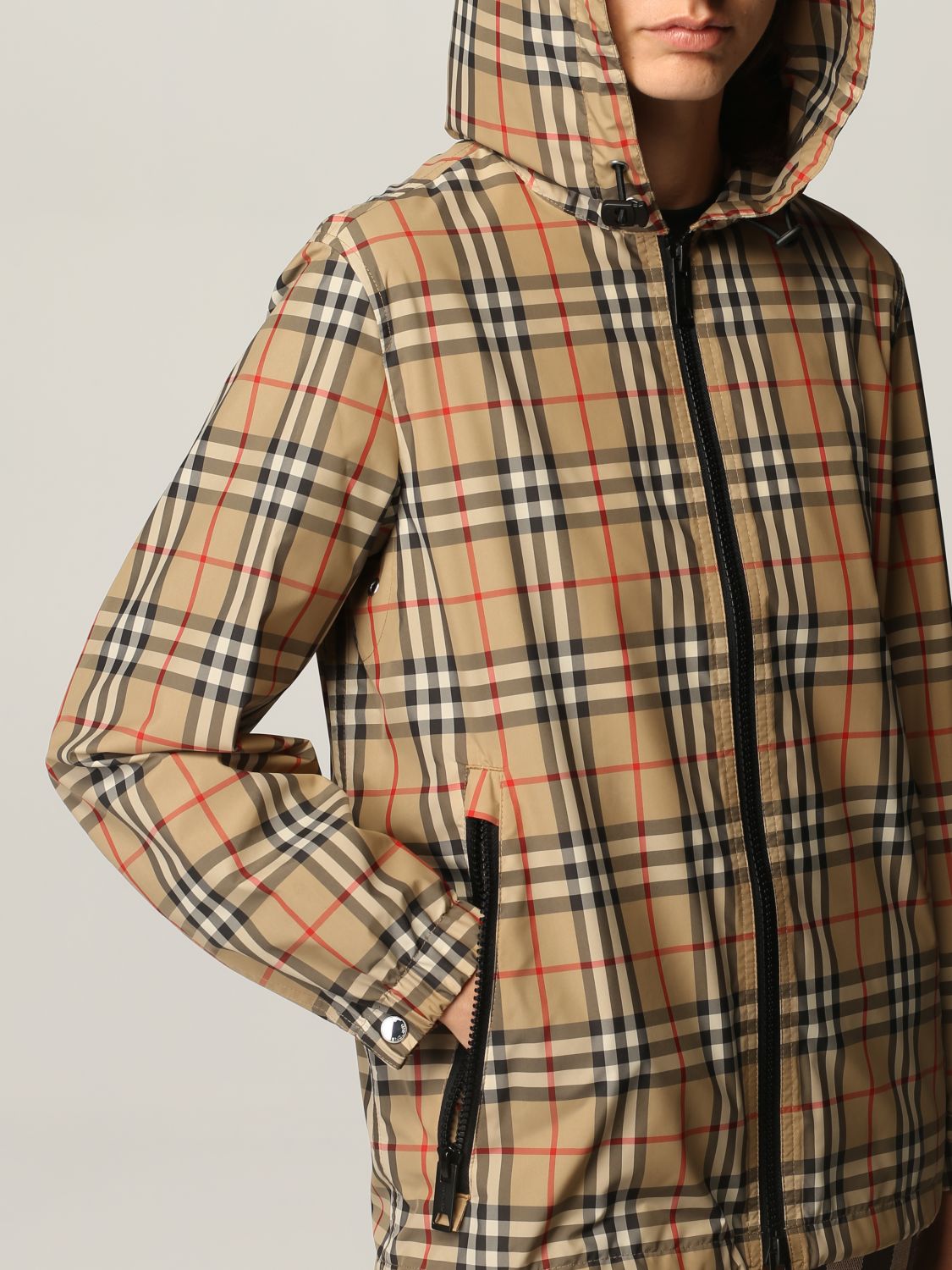BURBERRY: jacket in recycled polyester with vintage check pattern