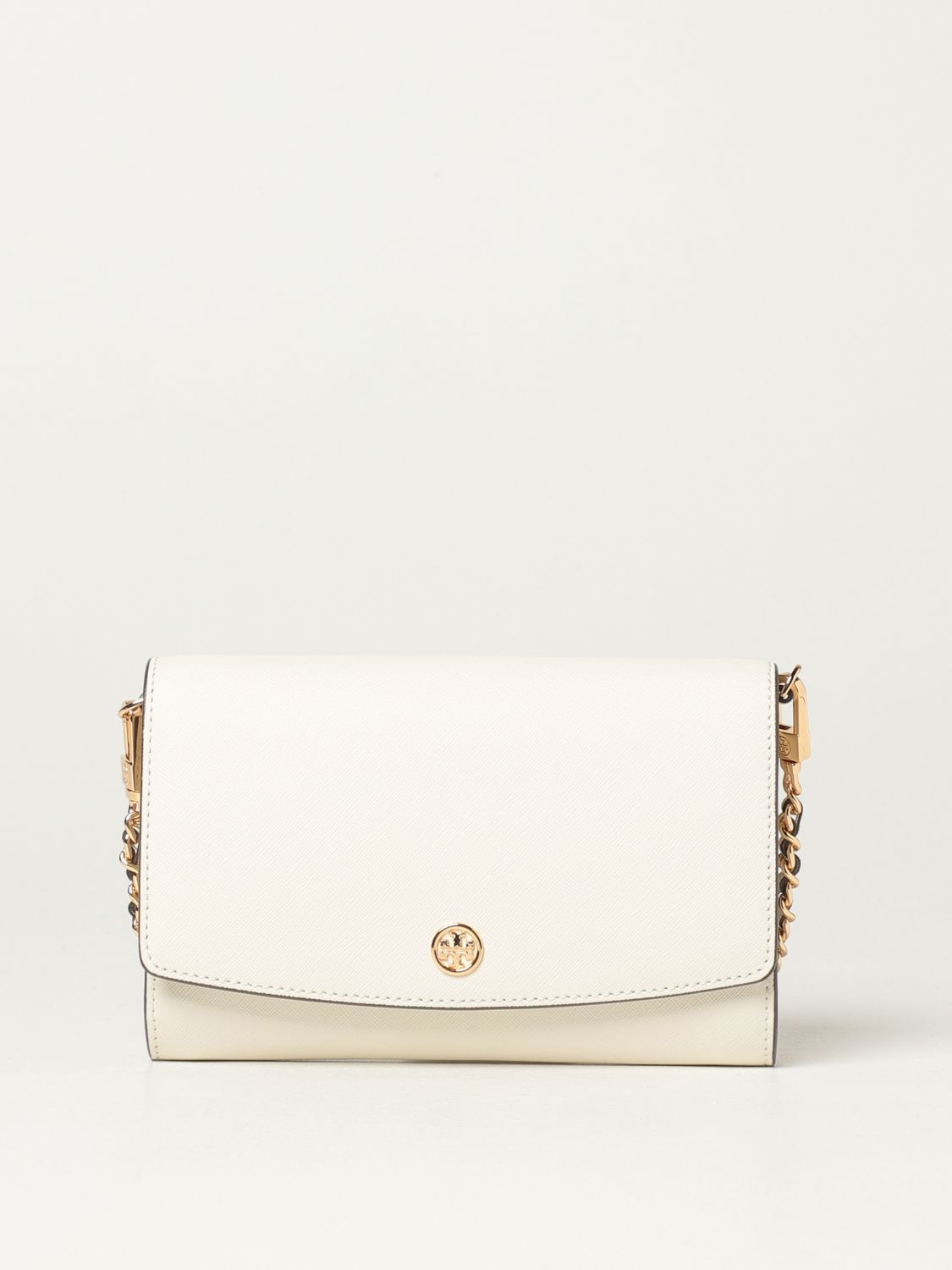 TORY BURCH: Robinson chain wallet bag in saffiano leather - White | Tory  Burch wallet 54277 online on 
