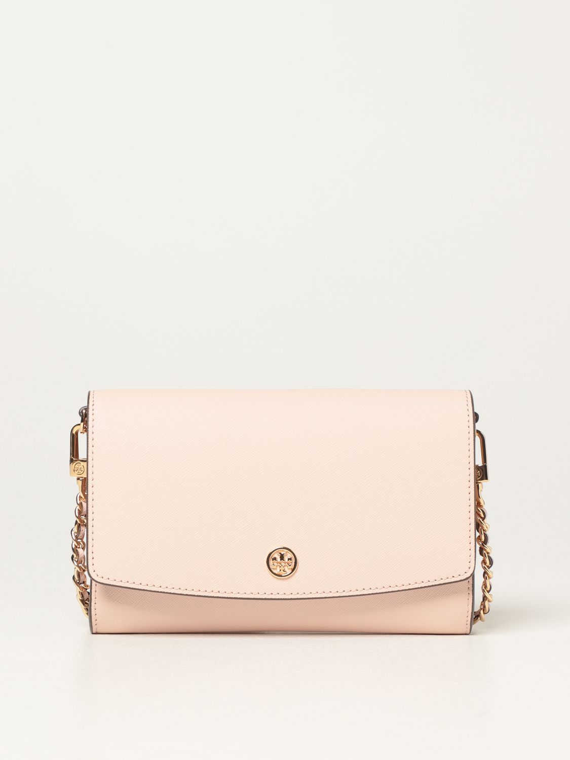 TORY BURCH: Robinson chain wallet bag in saffiano leather - Pink | Tory  Burch wallet 54277 online on 