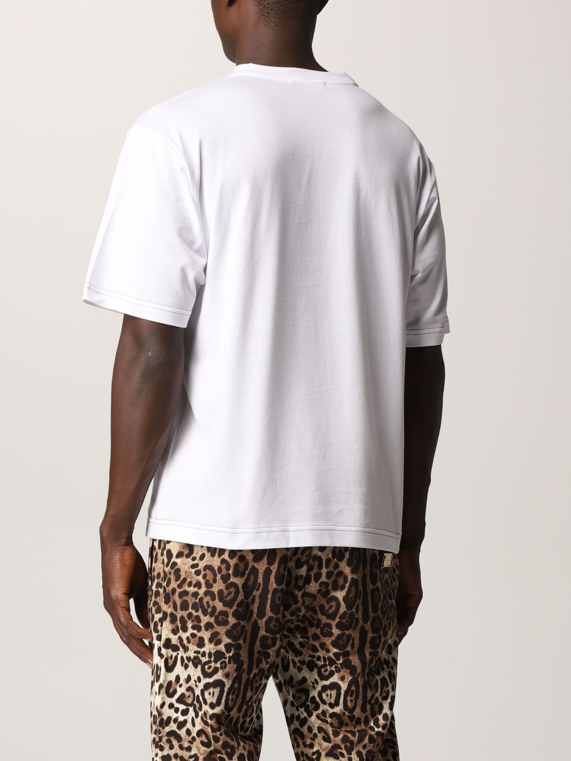 Dolce & Gabbana cotton T-shirt with animal print DG logo