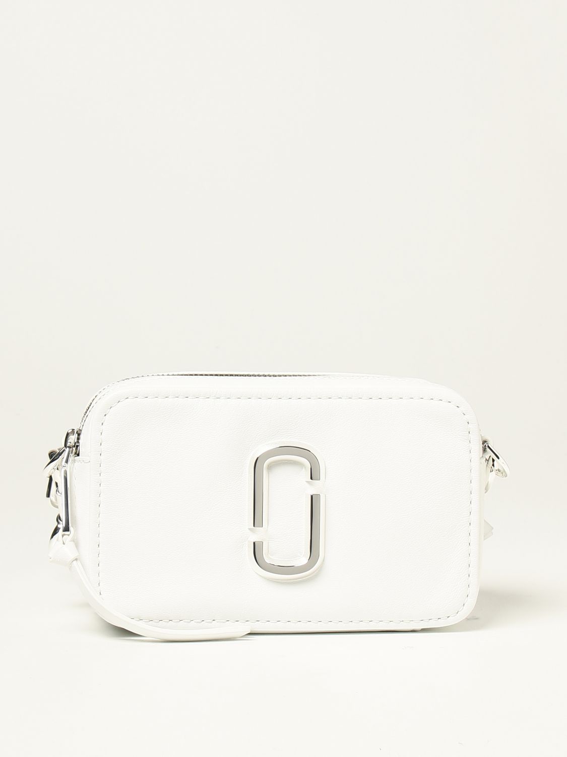 MARC JACOBS: The Snapshot bag in tricolor saffiano leather - White