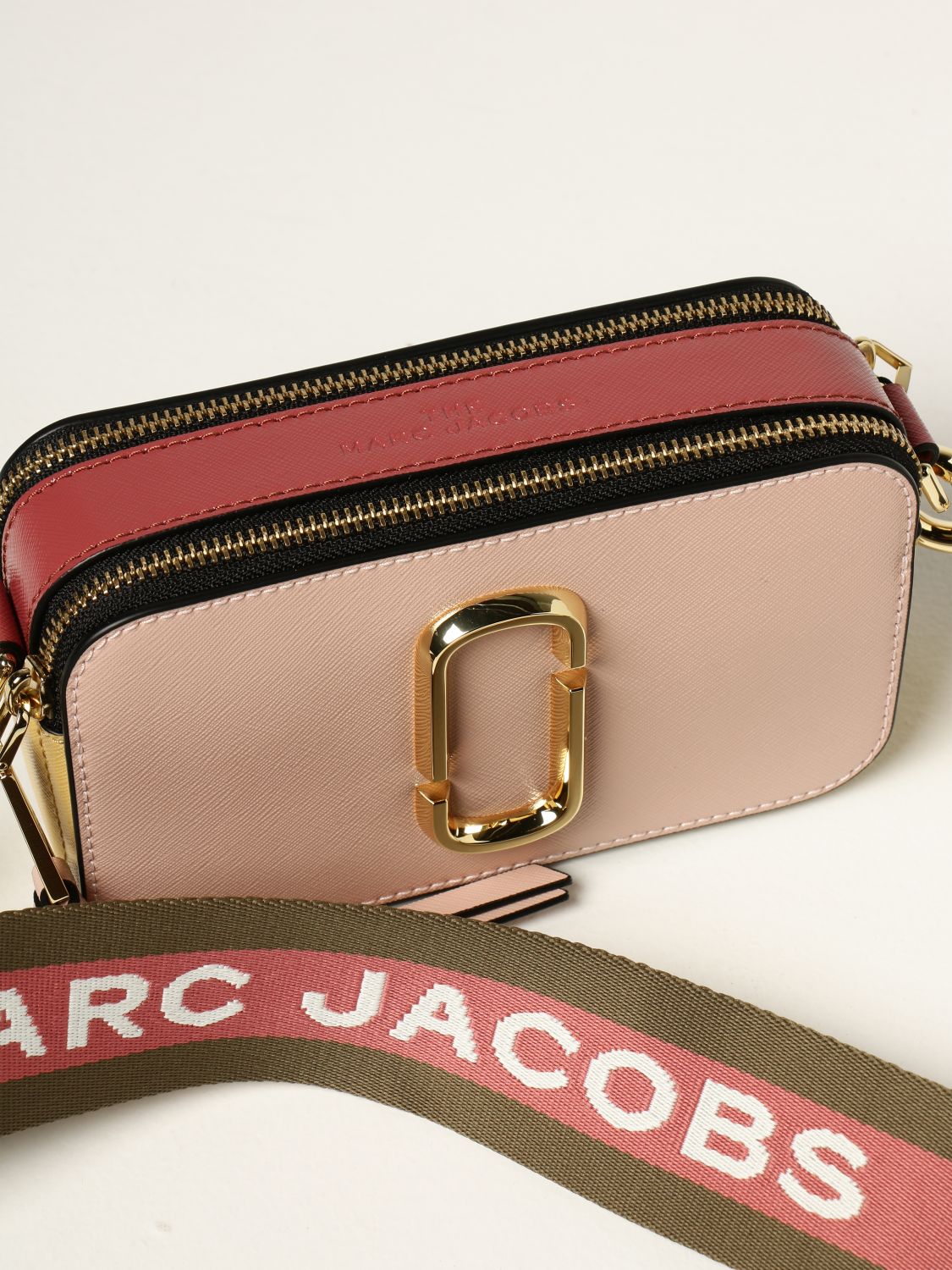 MARC JACOBS: The Snapshot bag in tricolor saffiano leather - Apple Green