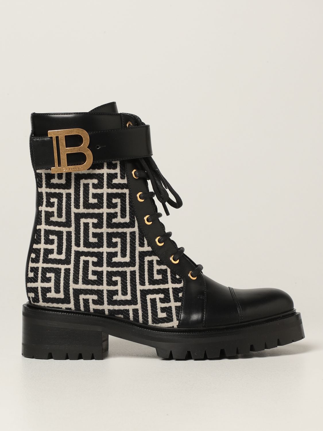 bus labyrint guitar BALMAIN: boots in leather and monogram fabric - Ivory | Balmain flat ankle  boots WN1TC502TJML online on GIGLIO.COM
