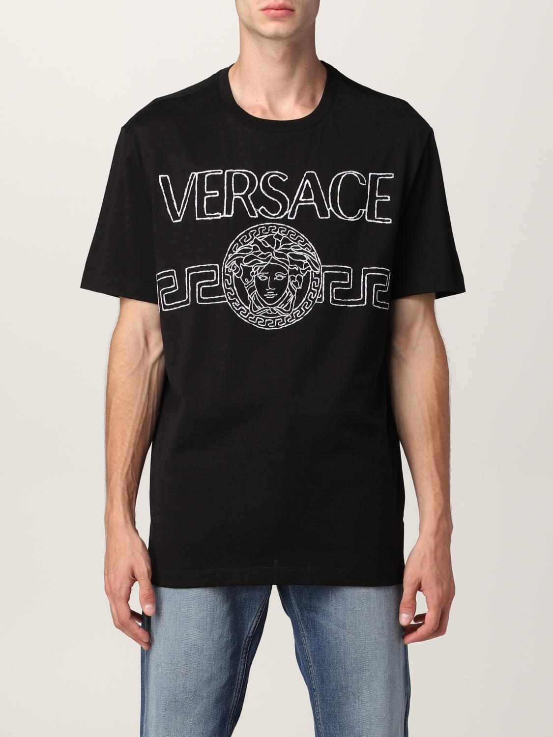 VERSACE TSHIRT Tshirt in cotone con logo TShirt Versace uomo 10012801A00915 Nero