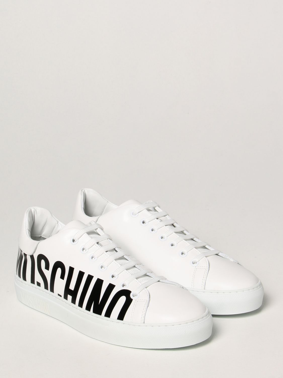 运动鞋 Moschino Couture: Moschino Couture Logo 皮革运动鞋 白色 2