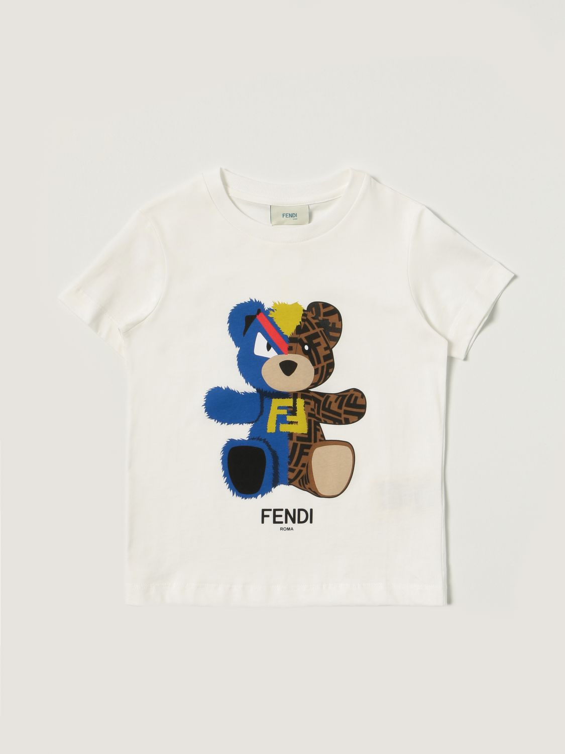 T-shirt Fendi: Fendi cotton T-shirt with teddy bear white 1