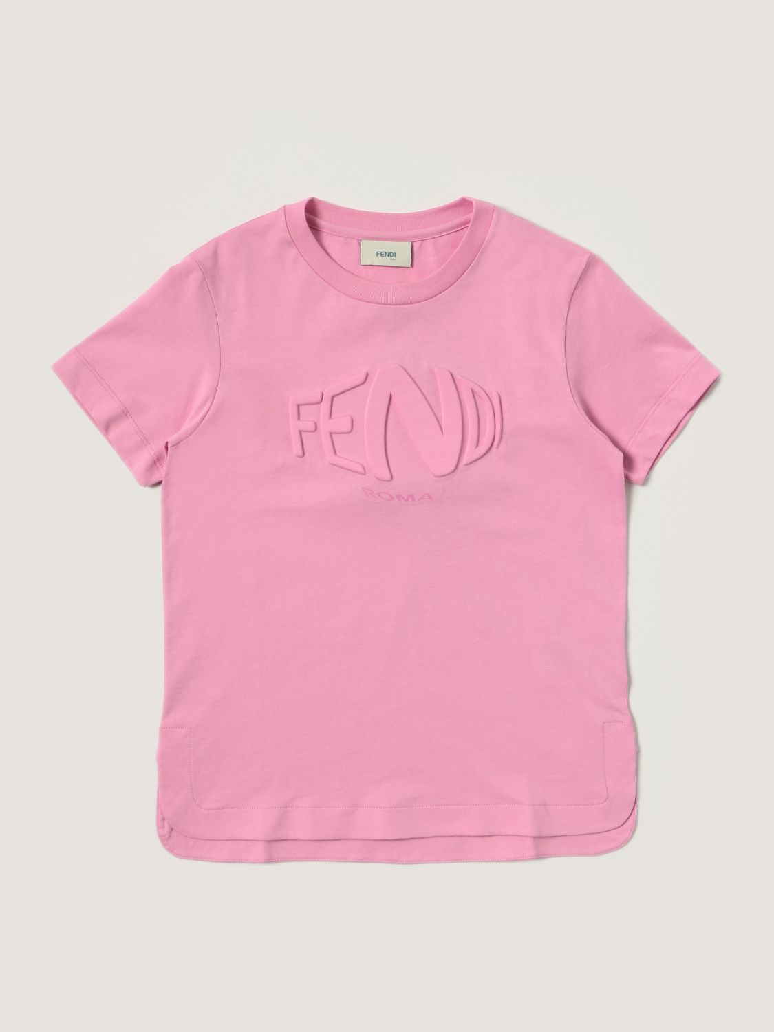 Fendi Kids' Basic Cotton T-shirt In Pink | ModeSens