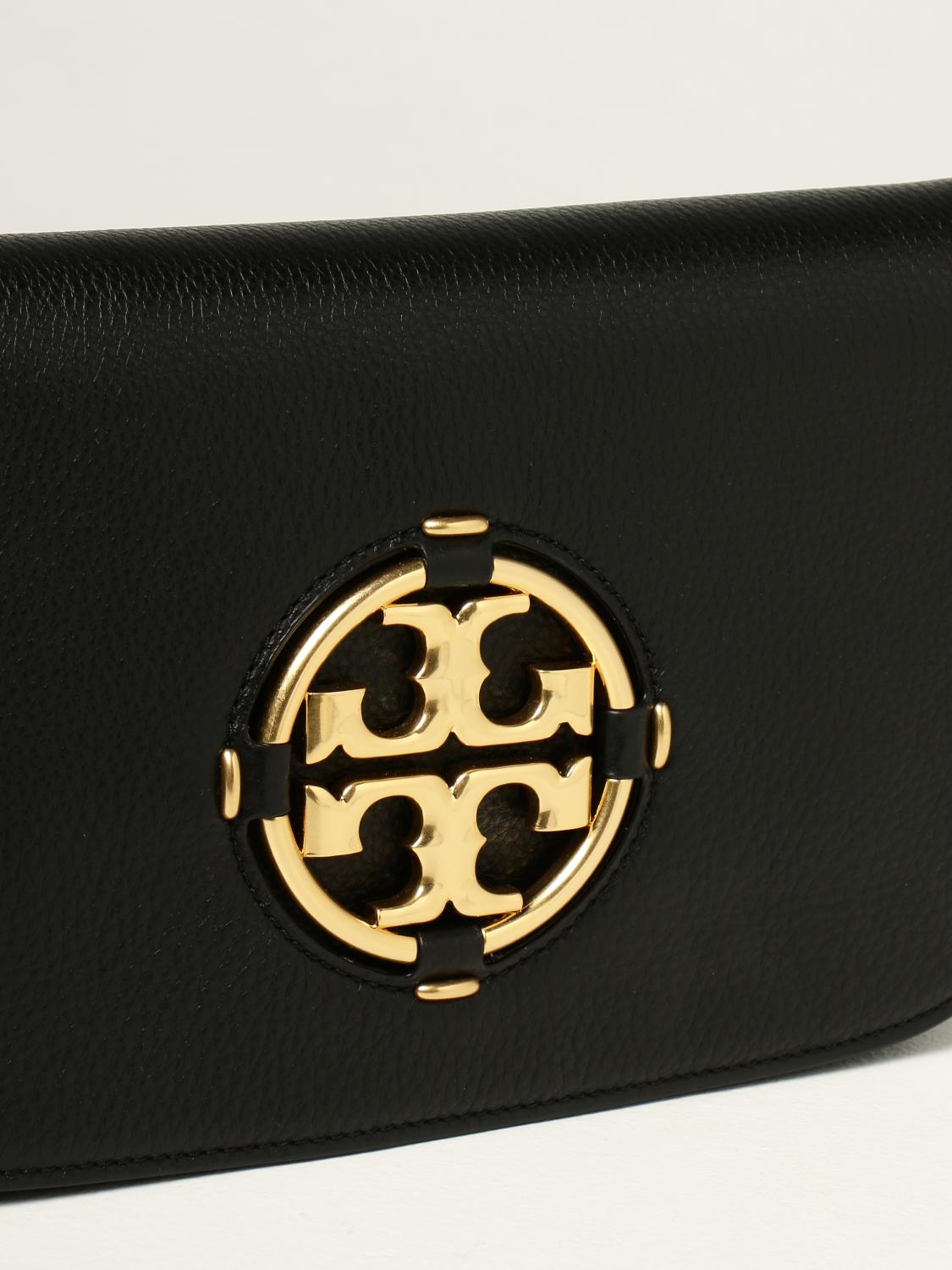 TORY BURCH Miller bag in grained leather with emblem Black Tory Burch crossbody bags 81971