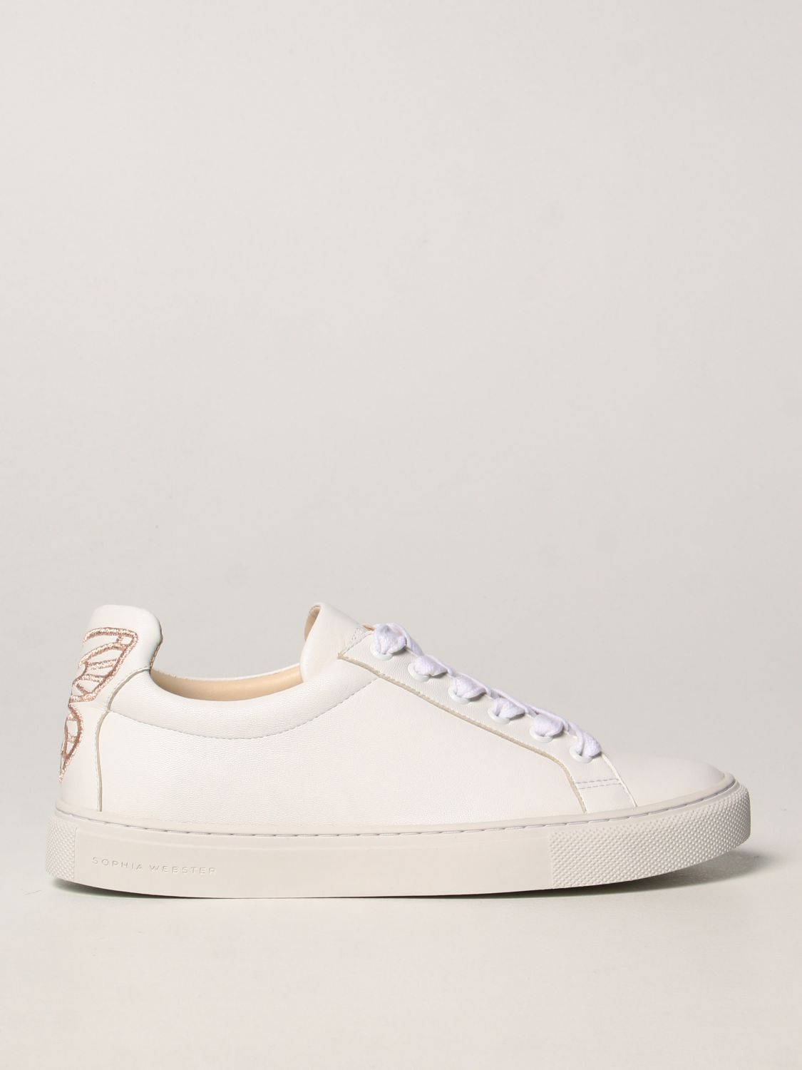 SOPHIA WEBSTER: sneakers leather with embroidered butterfly - White | Webster sneakers FAW20219 online at GIGLIO.COM