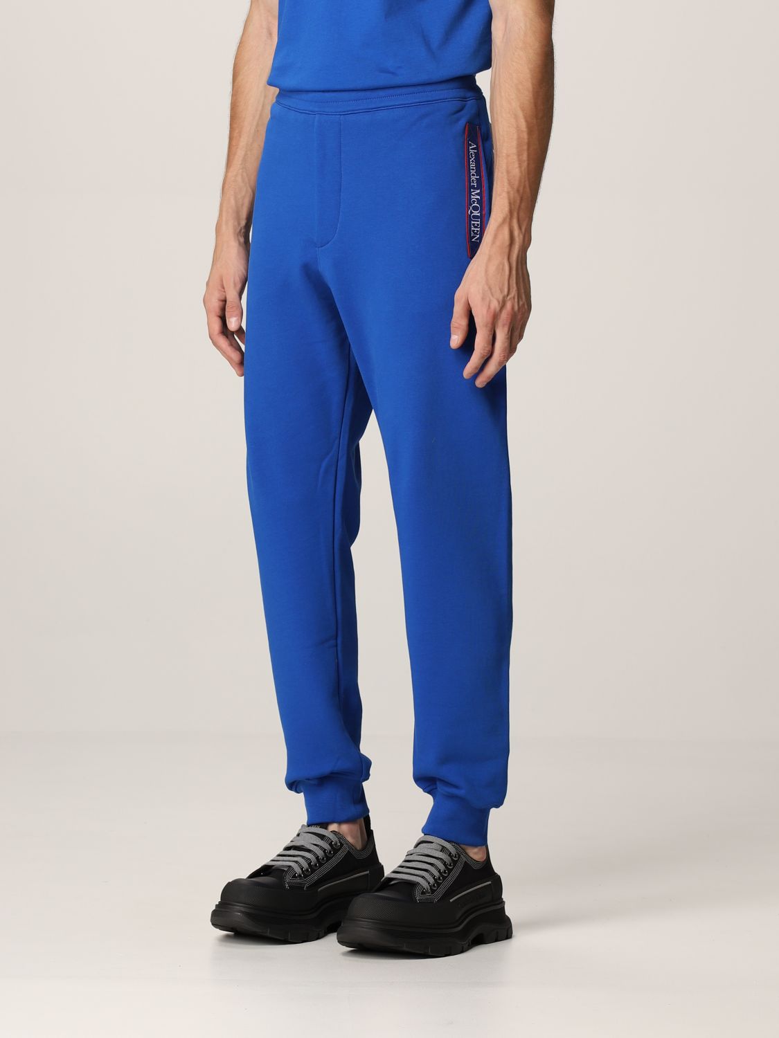 ALEXANDER MCQUEEN: jogging pants with logo - Blue | Alexander Mcqueen ...