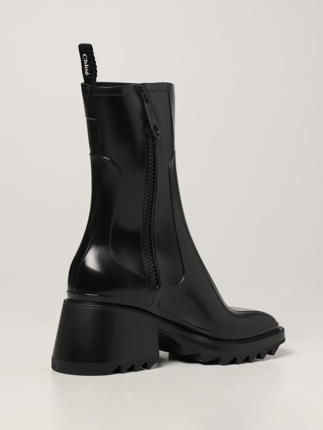 black rubber heel boots