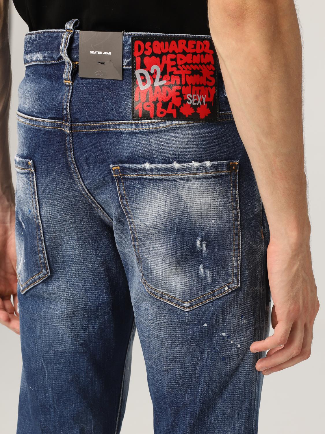 DSQUARED2: Skater jeans in washed denim - Blue | Dsquared2 jeans