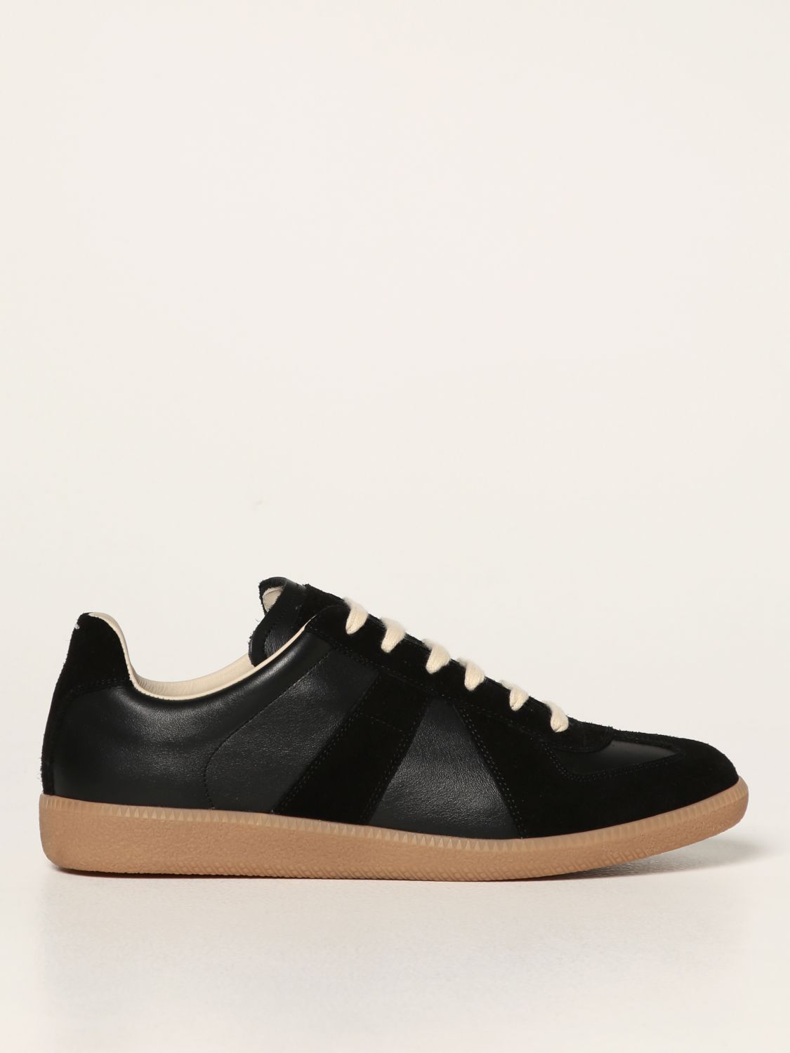 MAISON MARGIELA: sneakers in leather and suede | Sneakers Maison Margiela Men Black 1 | Maison Margiela S57WS0236P1895 GIGLIO.COM